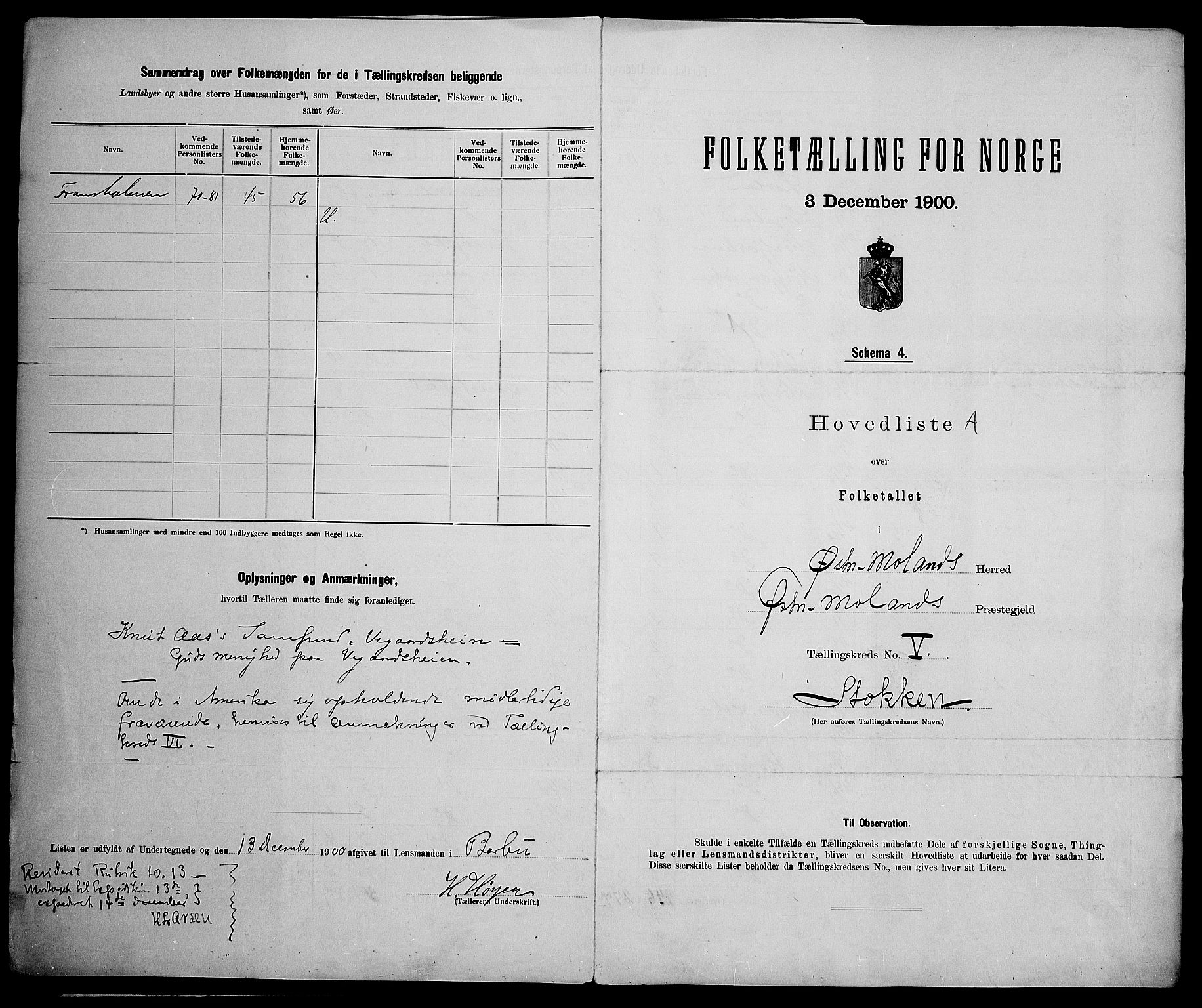 SAK, 1900 census for Austre Moland, 1900, p. 30