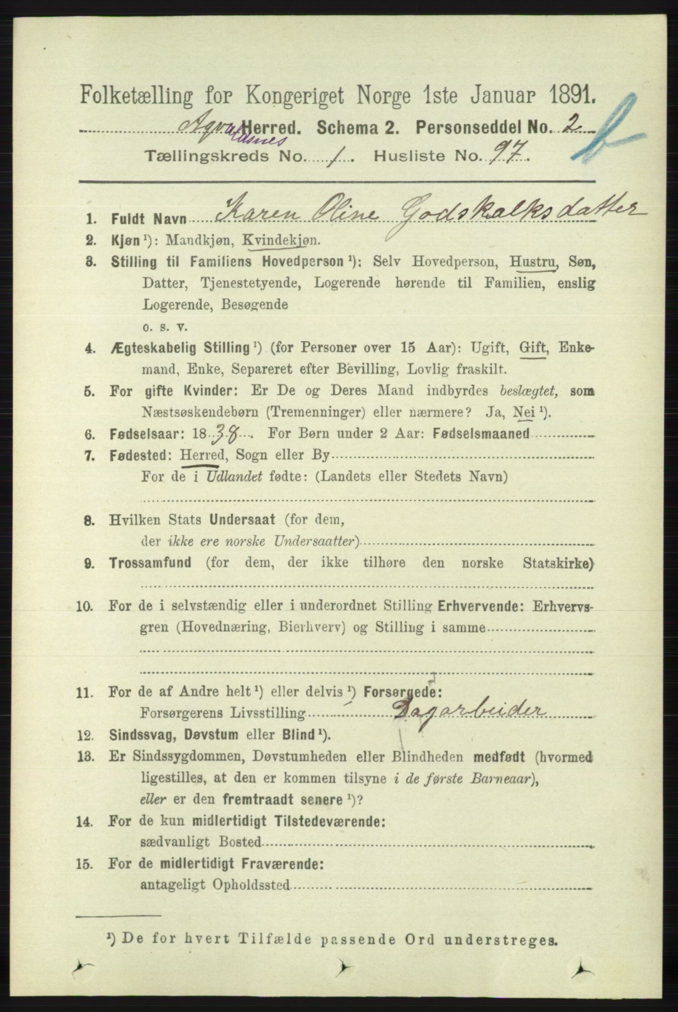 RA, 1891 census for 1147 Avaldsnes, 1891, p. 1790