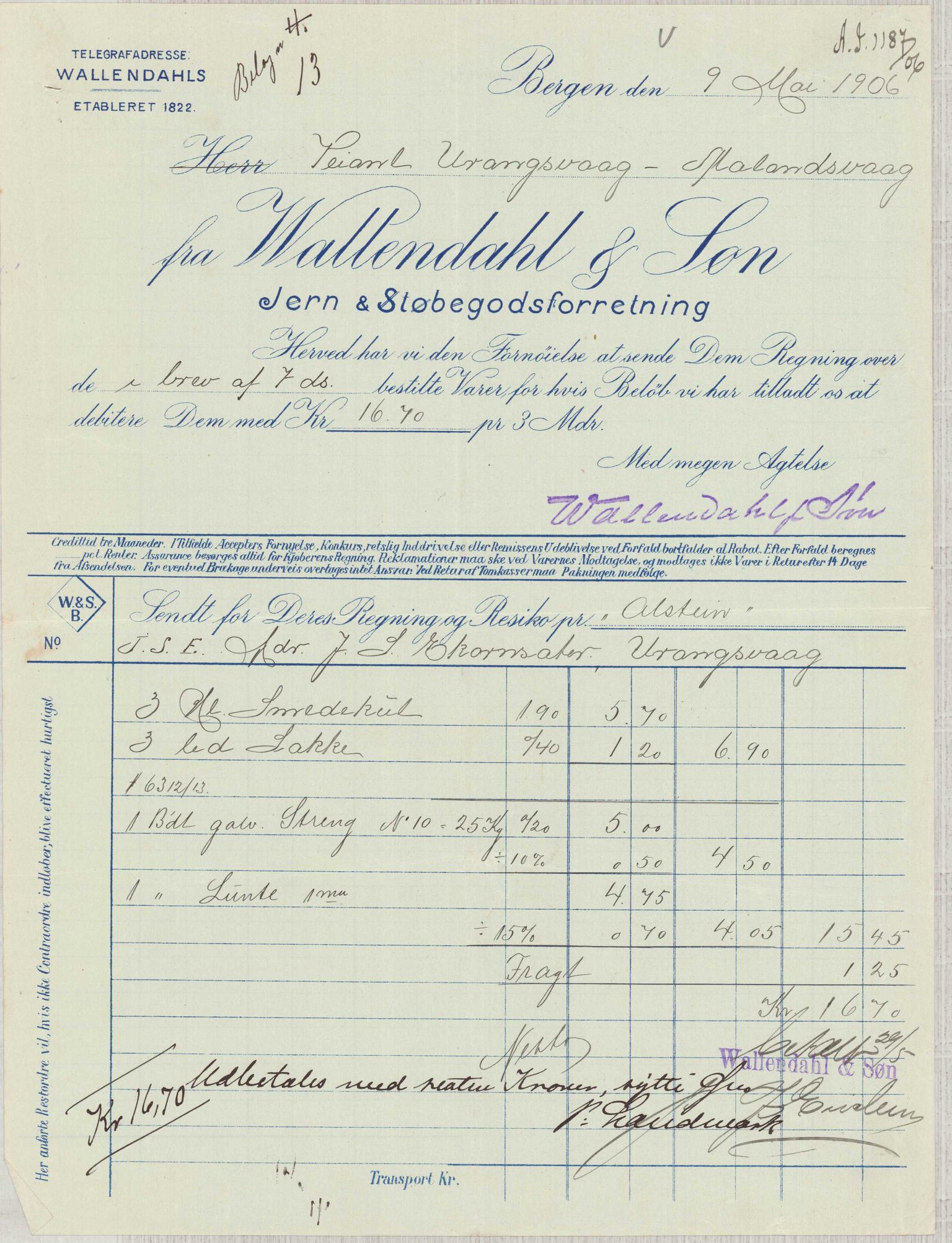 Finnaas kommune. Formannskapet, IKAH/1218a-021/E/Ea/L0002/0004: Rekneskap for veganlegg / Rekneskap for veganlegget Urangsvåg - Mælandsvåg, 1906, p. 28