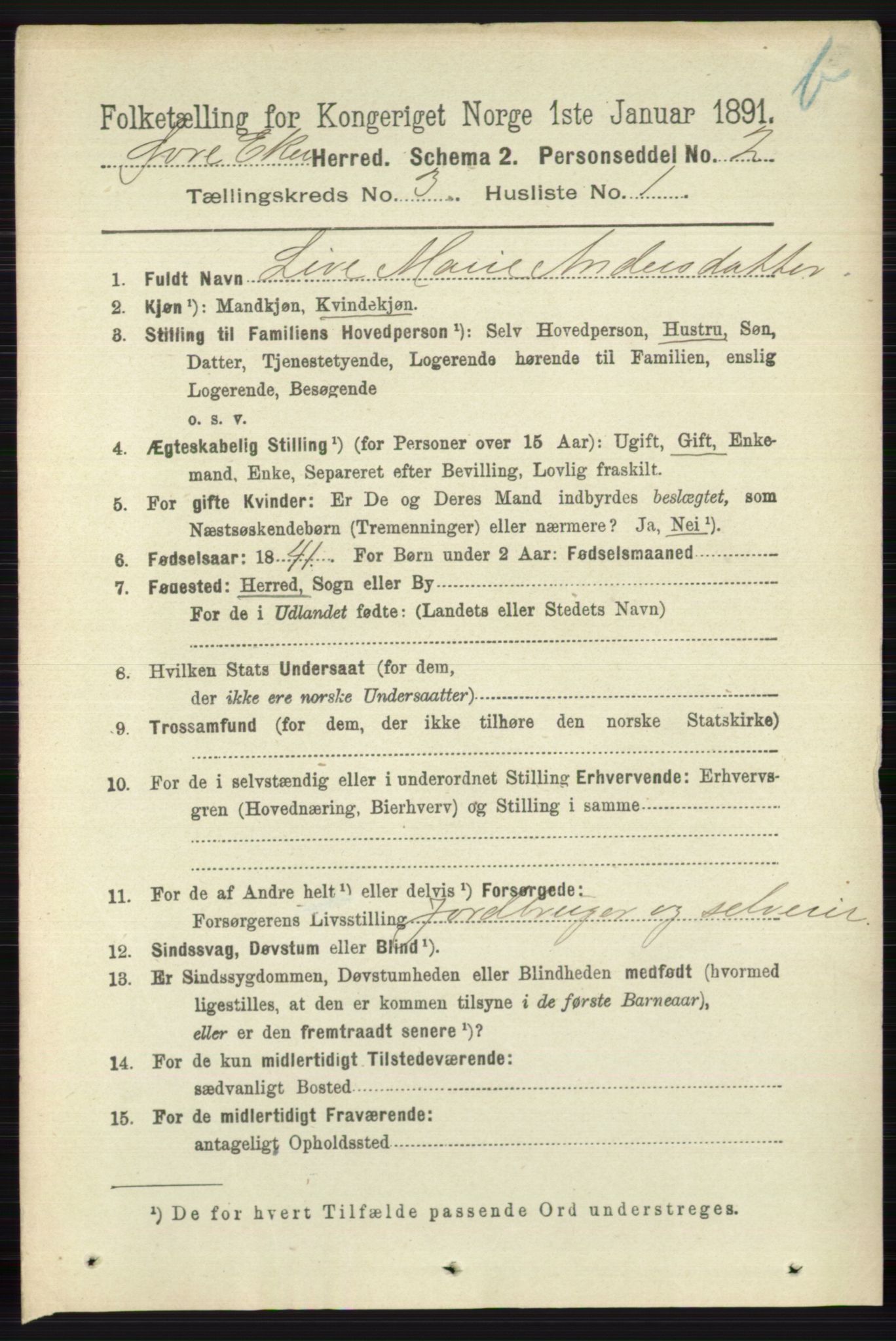 RA, 1891 census for 0624 Øvre Eiker, 1891, p. 9078