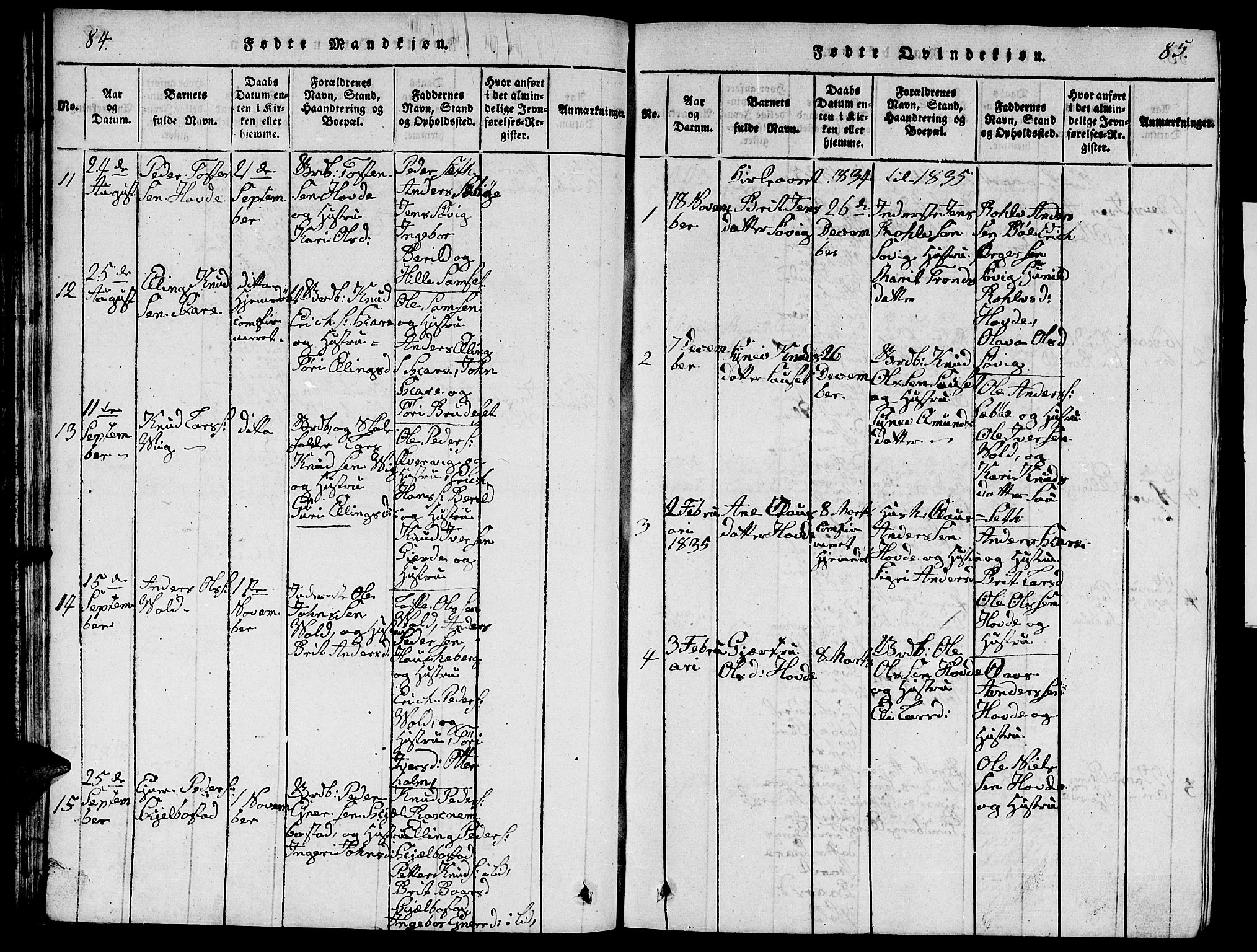 Ministerialprotokoller, klokkerbøker og fødselsregistre - Møre og Romsdal, SAT/A-1454/543/L0563: Parish register (copy) no. 543C01, 1818-1836, p. 84-85
