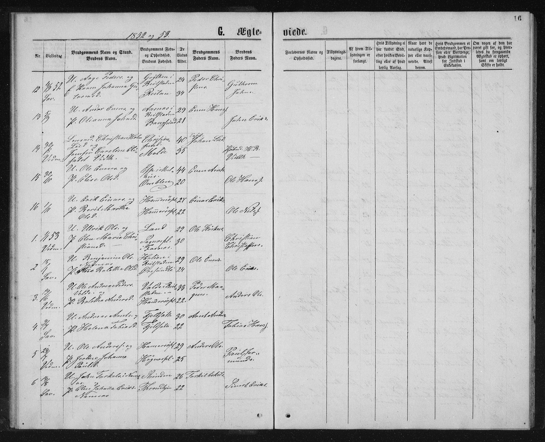 Ministerialprotokoller, klokkerbøker og fødselsregistre - Nord-Trøndelag, SAT/A-1458/768/L0568: Parish register (official) no. 768A03, 1836-1865, p. 16