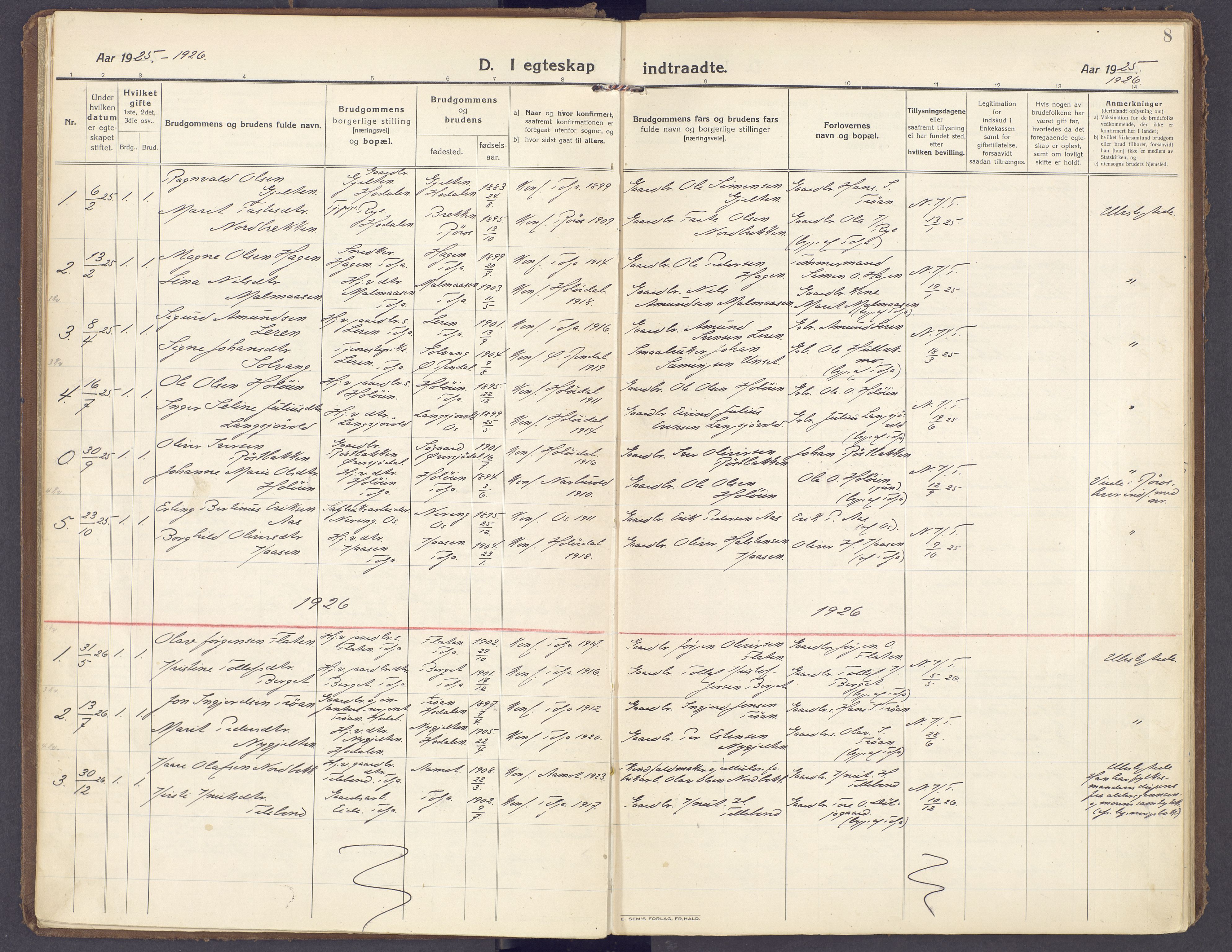 Tolga prestekontor, AV/SAH-PREST-062/K/L0019: Parish register (official) no. 19, 1921-1974, p. 8