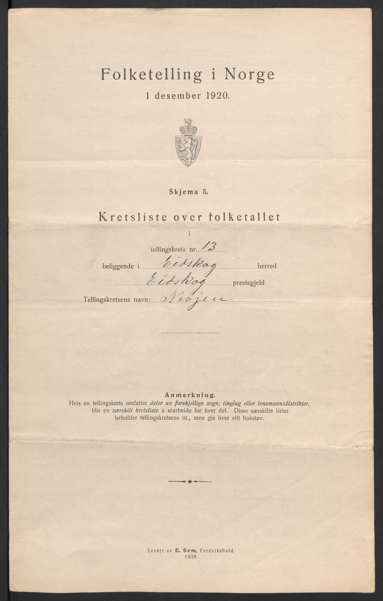 SAH, 1920 census for Eidskog, 1920, p. 55