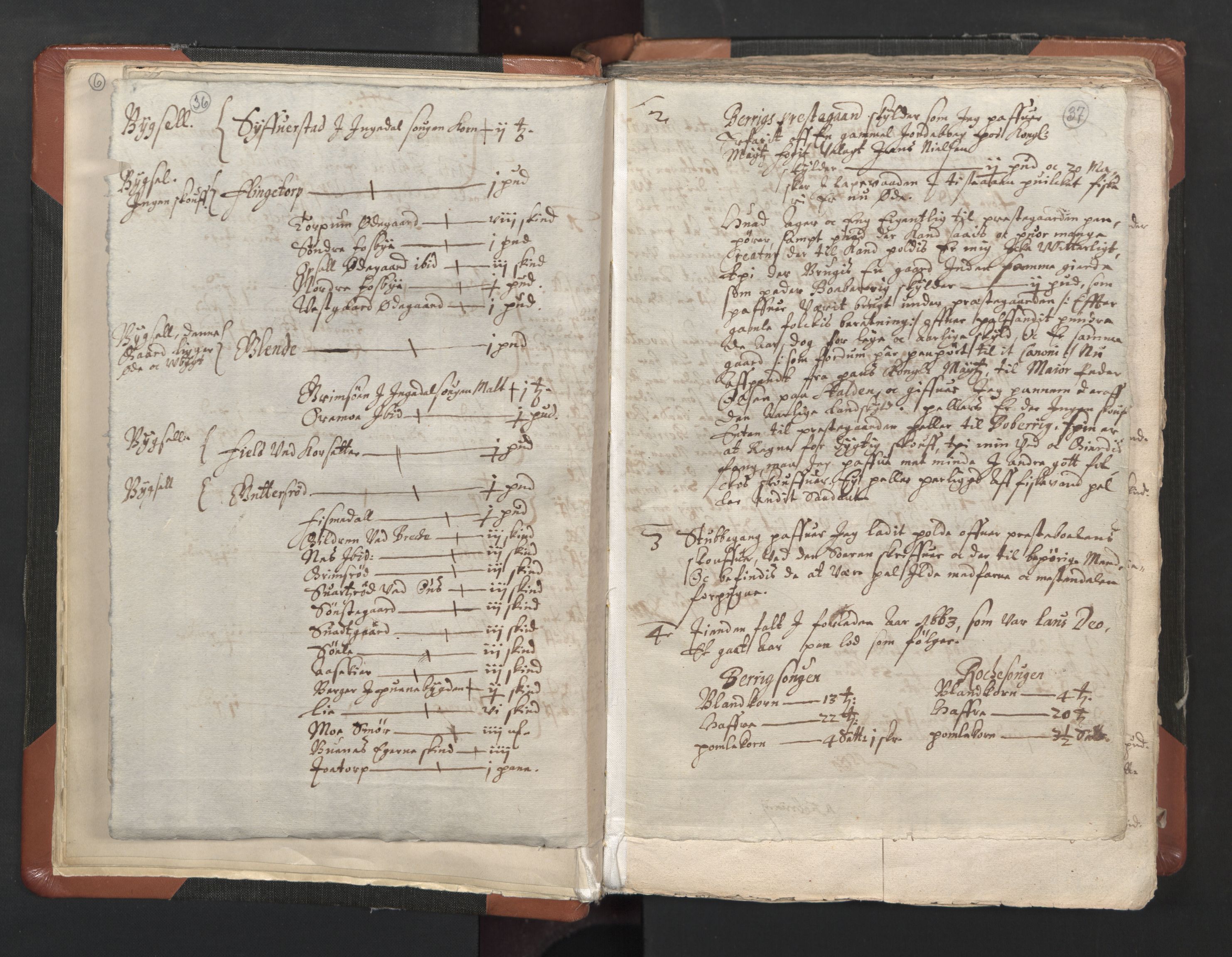 RA, Vicar's Census 1664-1666, no. 1: Nedre Borgesyssel deanery, 1664-1666, p. 36-37