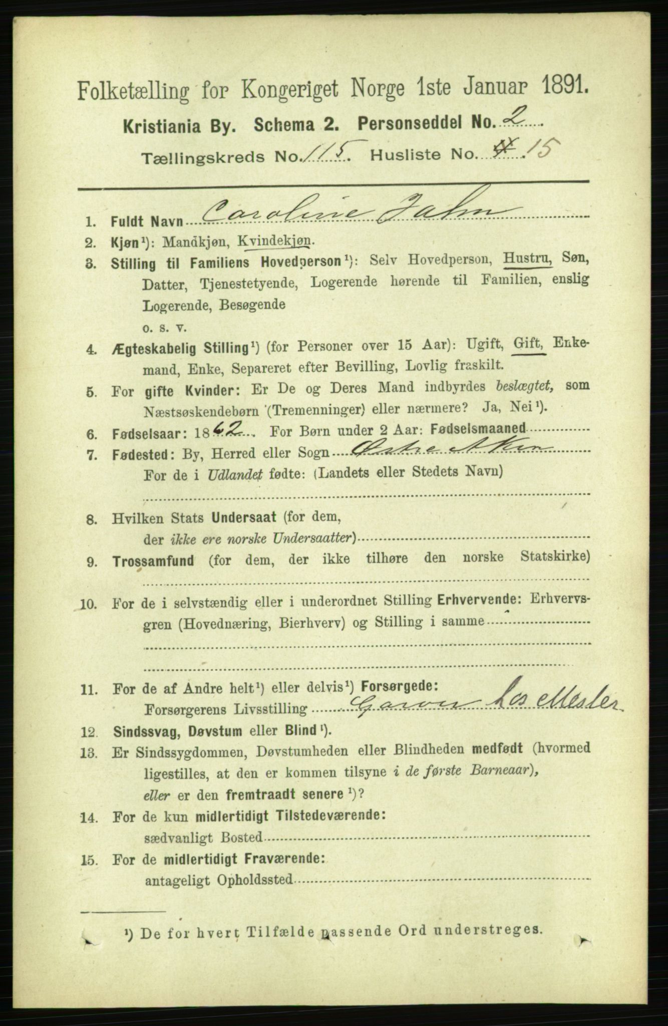 RA, 1891 census for 0301 Kristiania, 1891, p. 62139