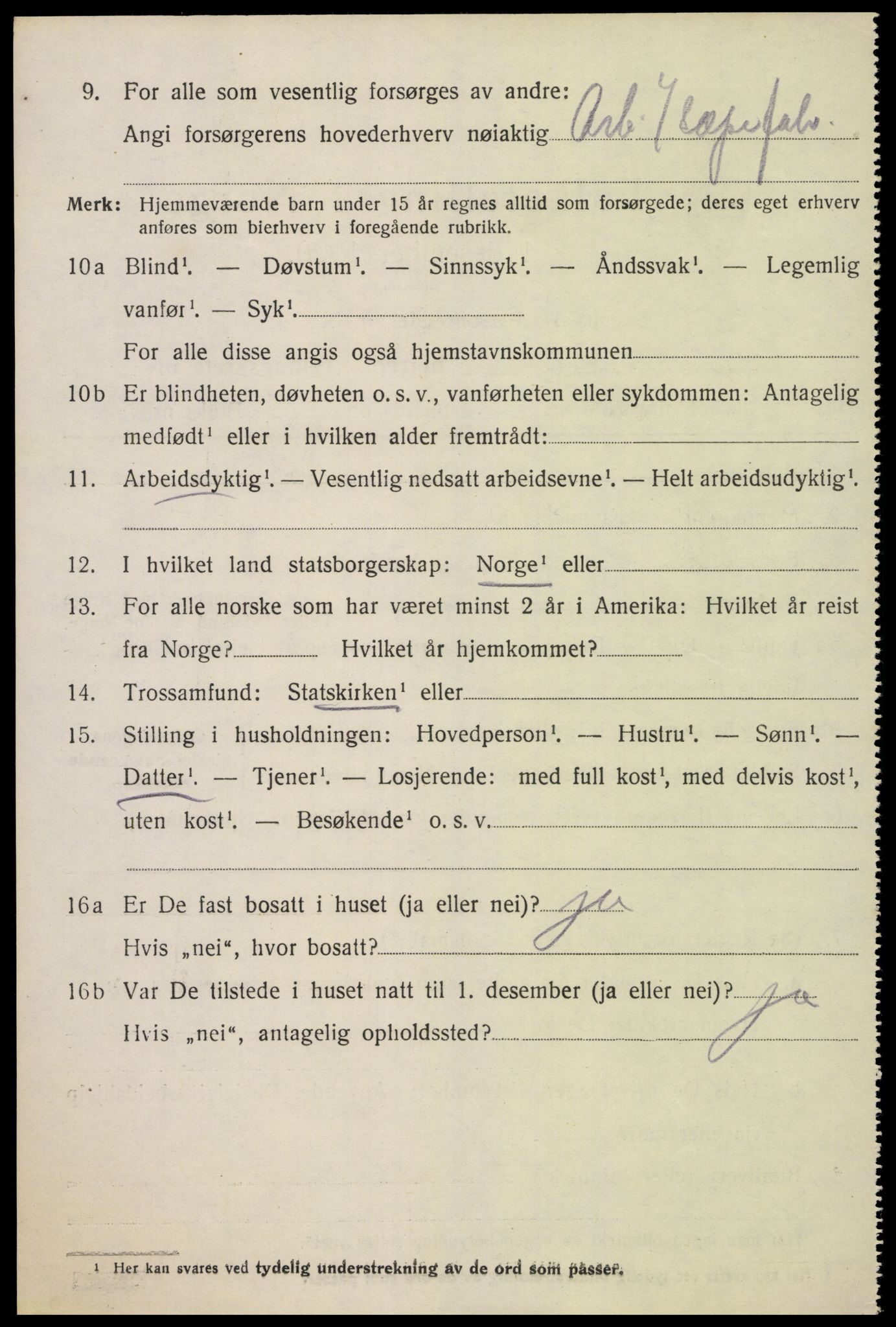 SAK, 1920 census for Oddernes, 1920, p. 10350