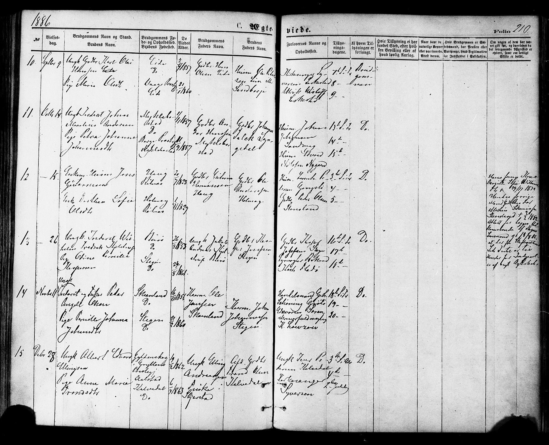 Ministerialprotokoller, klokkerbøker og fødselsregistre - Nordland, SAT/A-1459/855/L0802: Parish register (official) no. 855A10, 1875-1886, p. 210