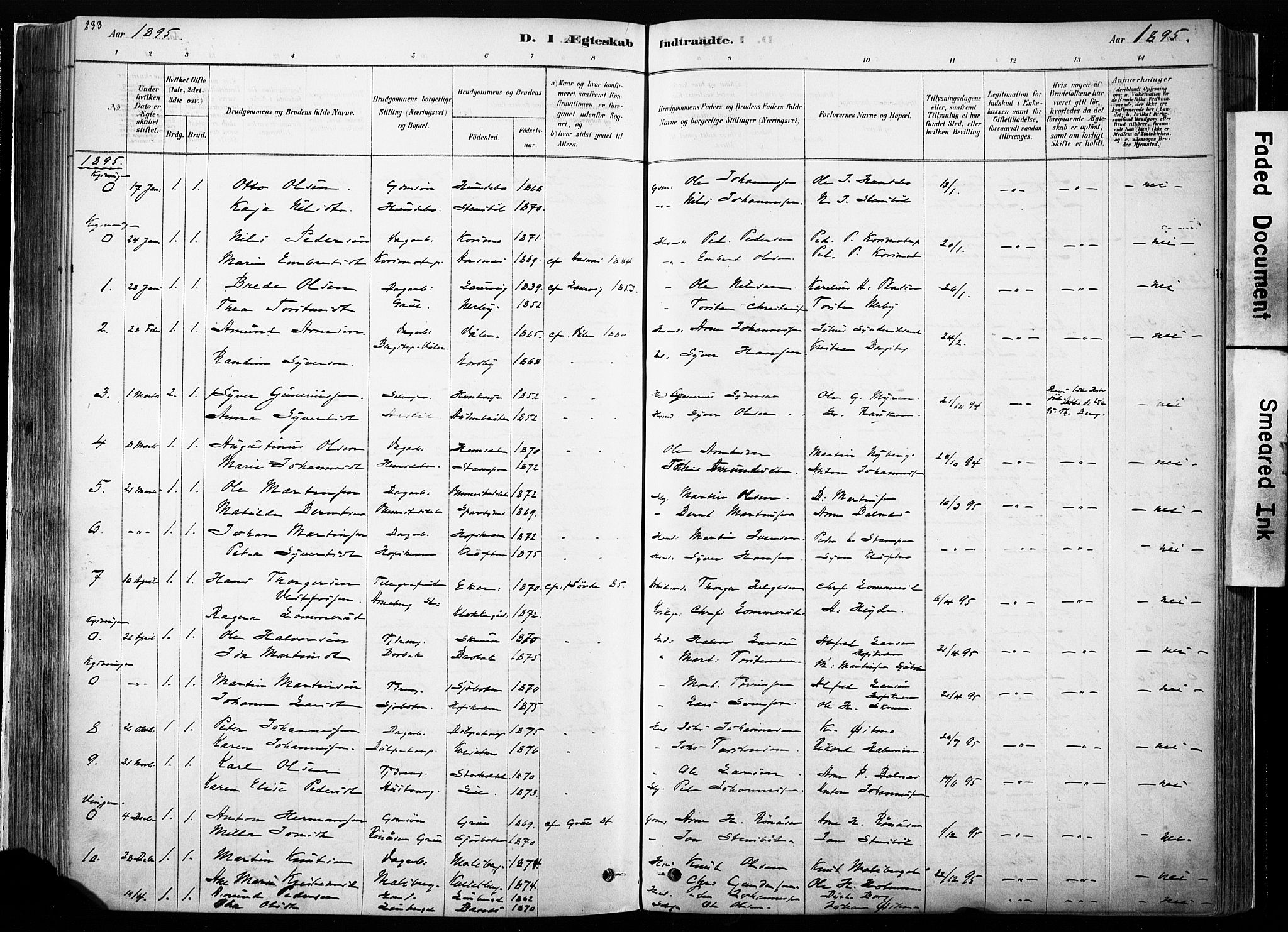 Hof prestekontor, SAH/PREST-038/H/Ha/Haa/L0010: Parish register (official) no. 10, 1878-1909, p. 233