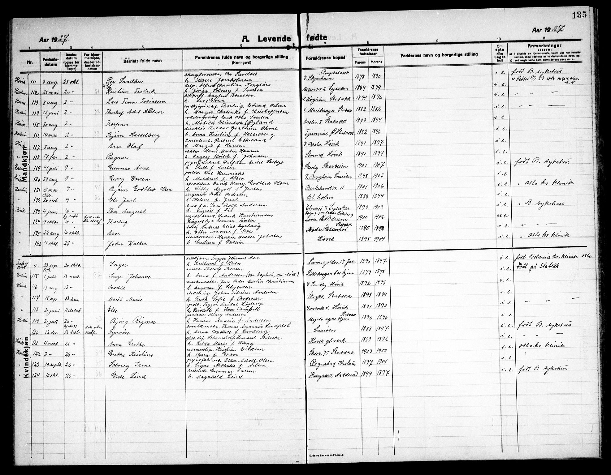 Østre Bærum prestekontor Kirkebøker, AV/SAO-A-10887/G/Ga/L0002: Parish register (copy) no. 2, 1912-1929, p. 135