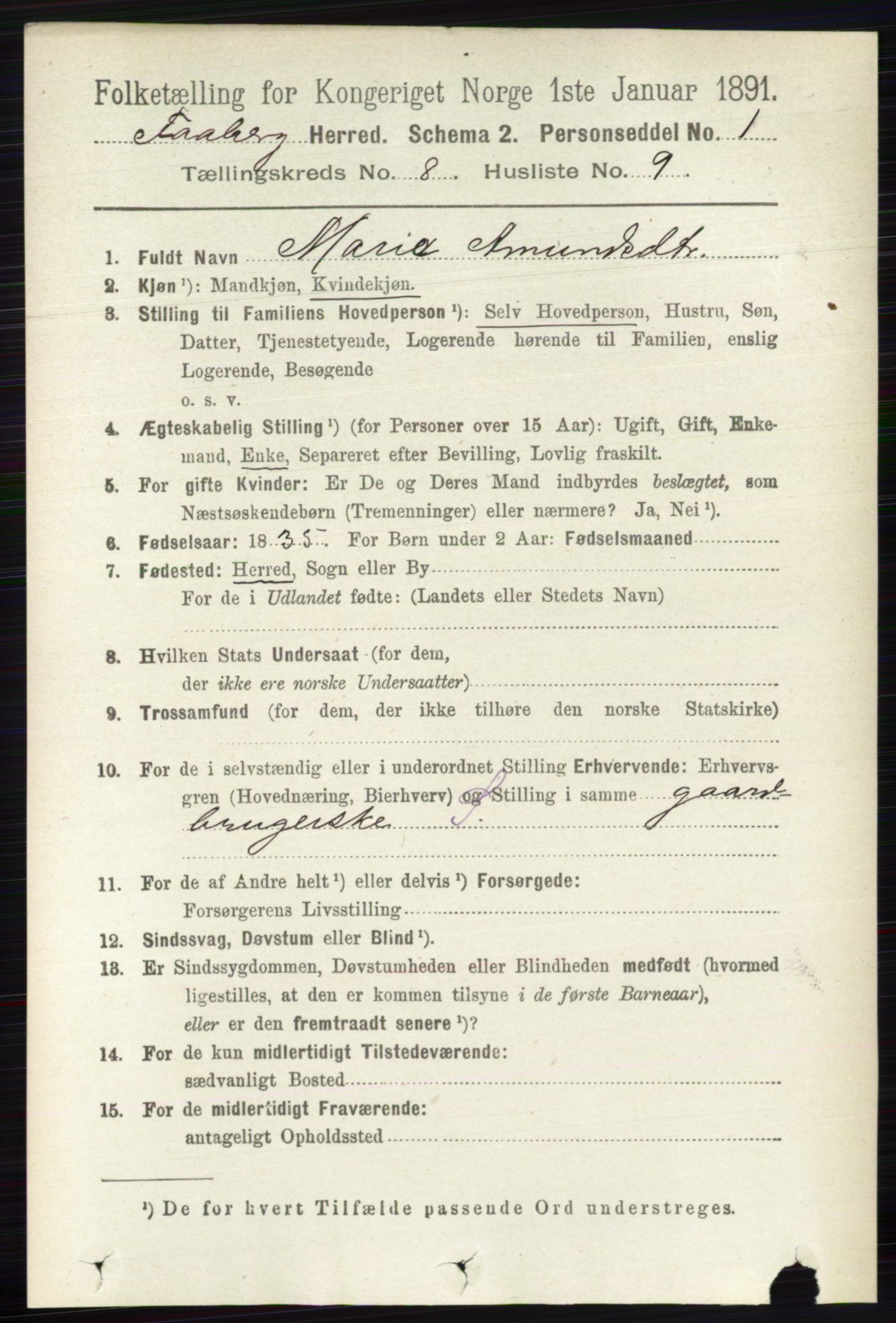 RA, 1891 census for 0524 Fåberg, 1891, p. 3452