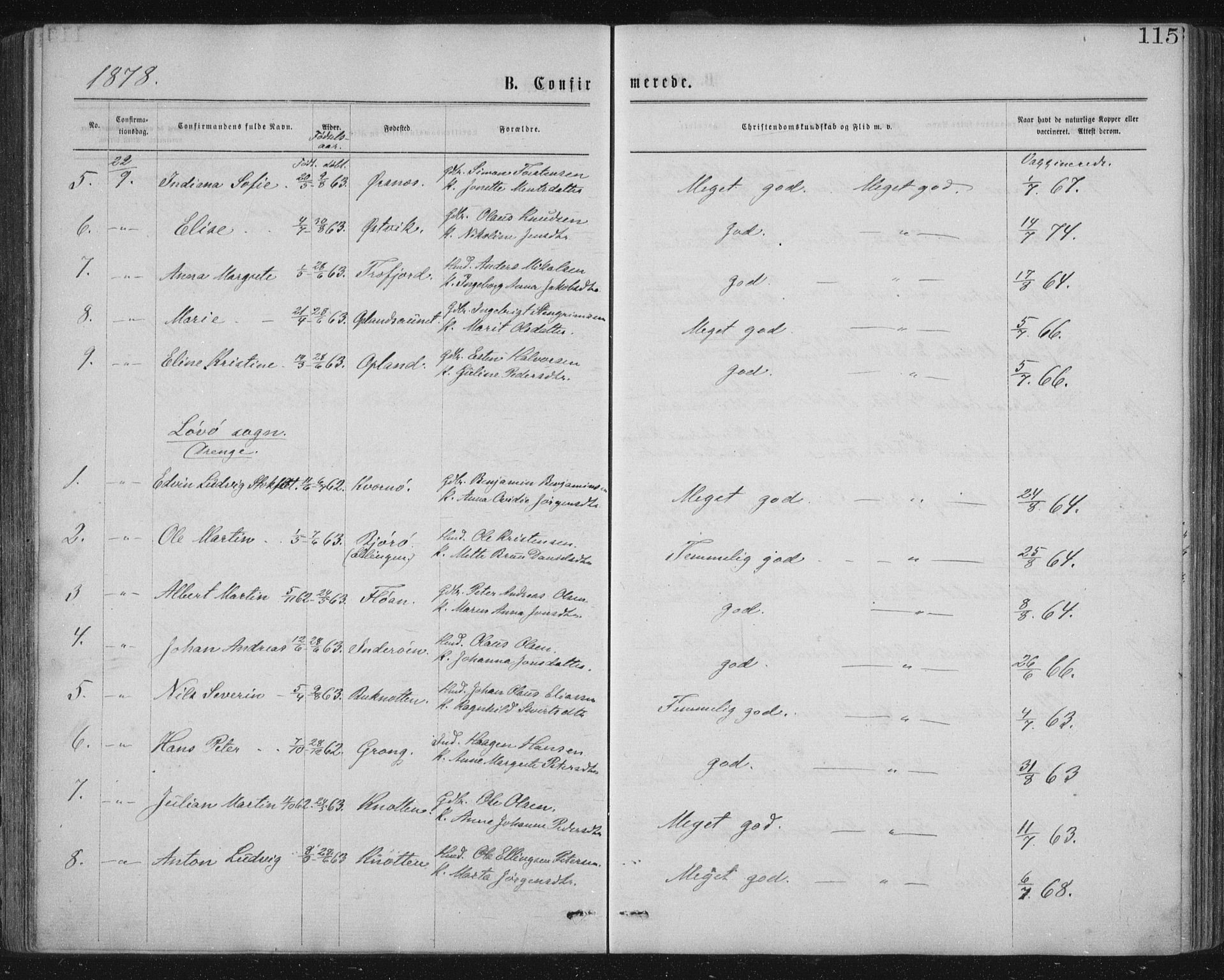 Ministerialprotokoller, klokkerbøker og fødselsregistre - Nord-Trøndelag, AV/SAT-A-1458/771/L0596: Parish register (official) no. 771A03, 1870-1884, p. 115