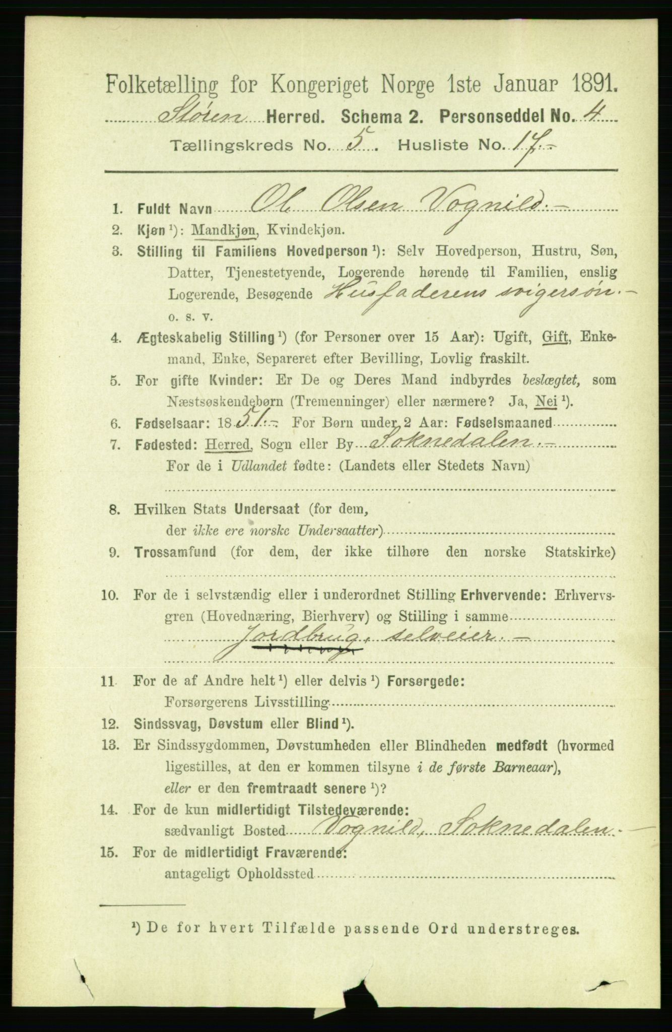 RA, 1891 census for 1648 Støren, 1891, p. 2036