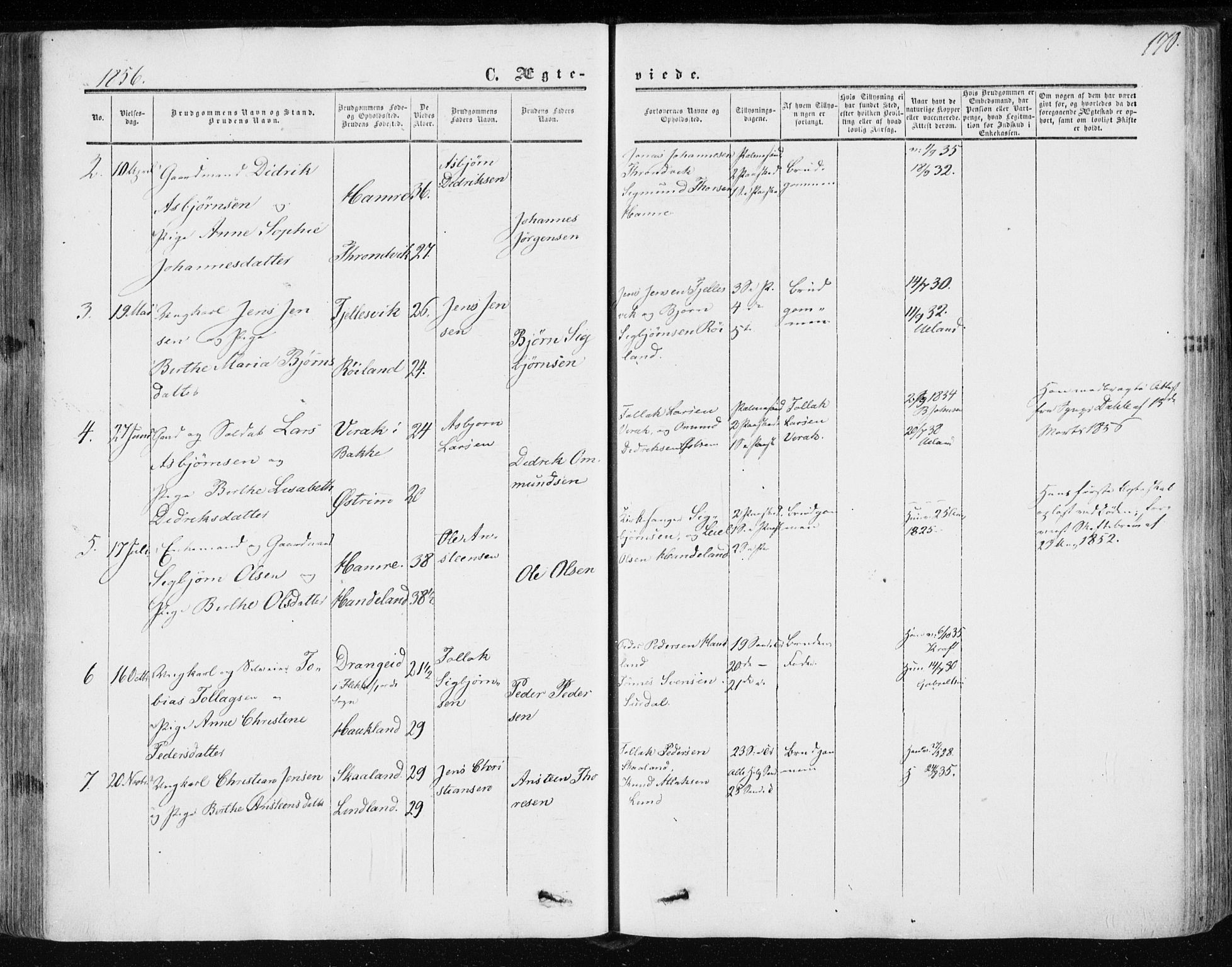 Lund sokneprestkontor, AV/SAST-A-101809/S06/L0009: Parish register (official) no. A 8, 1853-1877, p. 170