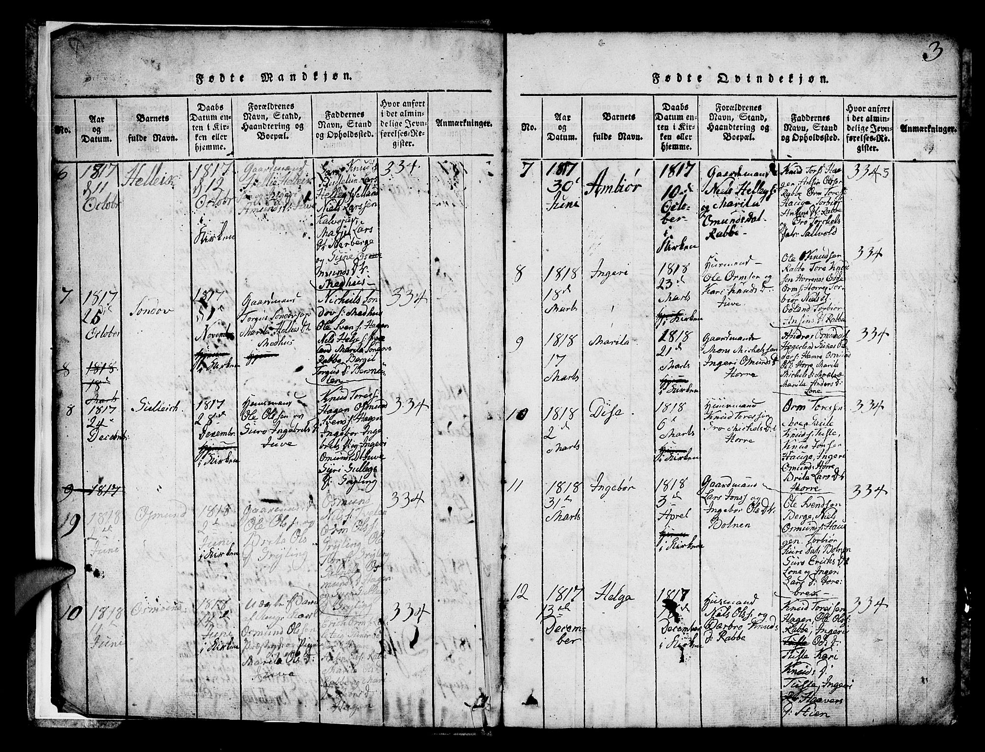 Røldal sokneprestembete, SAB/A-100247: Parish register (copy) no. A 1, 1817-1860, p. 3