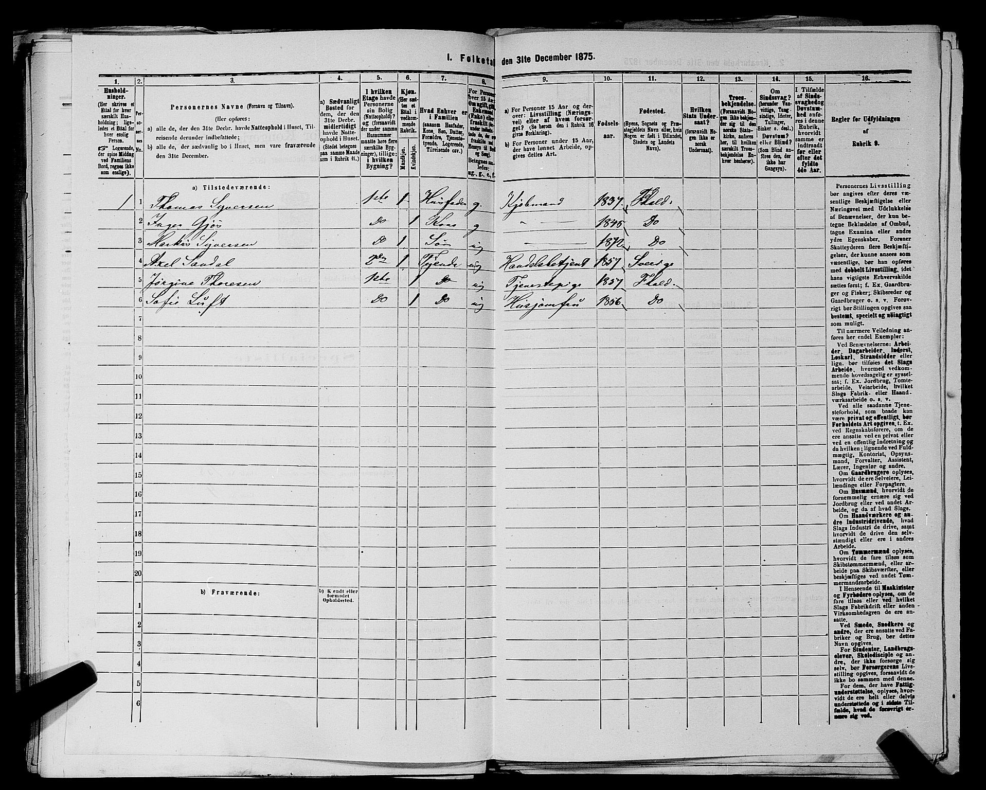 RA, 1875 census for 0101P Fredrikshald, 1875, p. 284