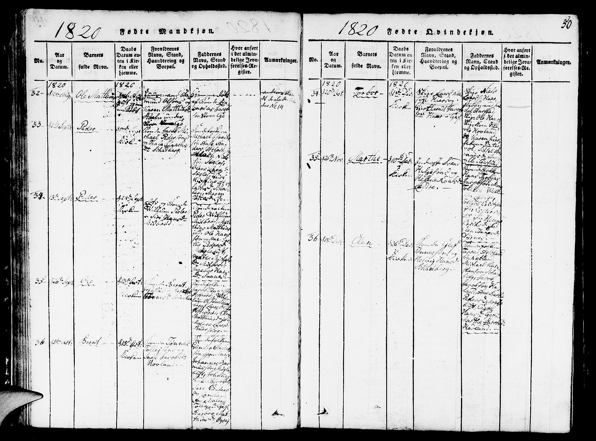 Eigersund sokneprestkontor, SAST/A-101807/S09/L0001: Parish register (copy) no. B 1, 1815-1827, p. 50