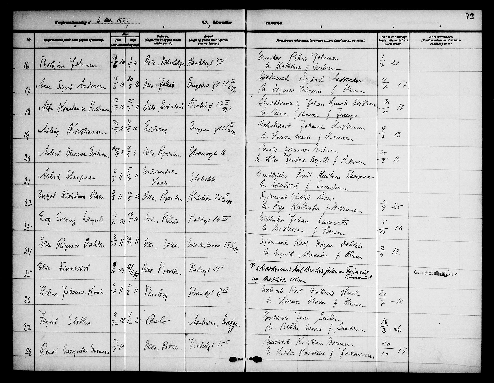 Piperviken prestekontor Kirkebøker, SAO/A-10874/F/L0001: Parish register (official) no. 1, 1911-1958, p. 72