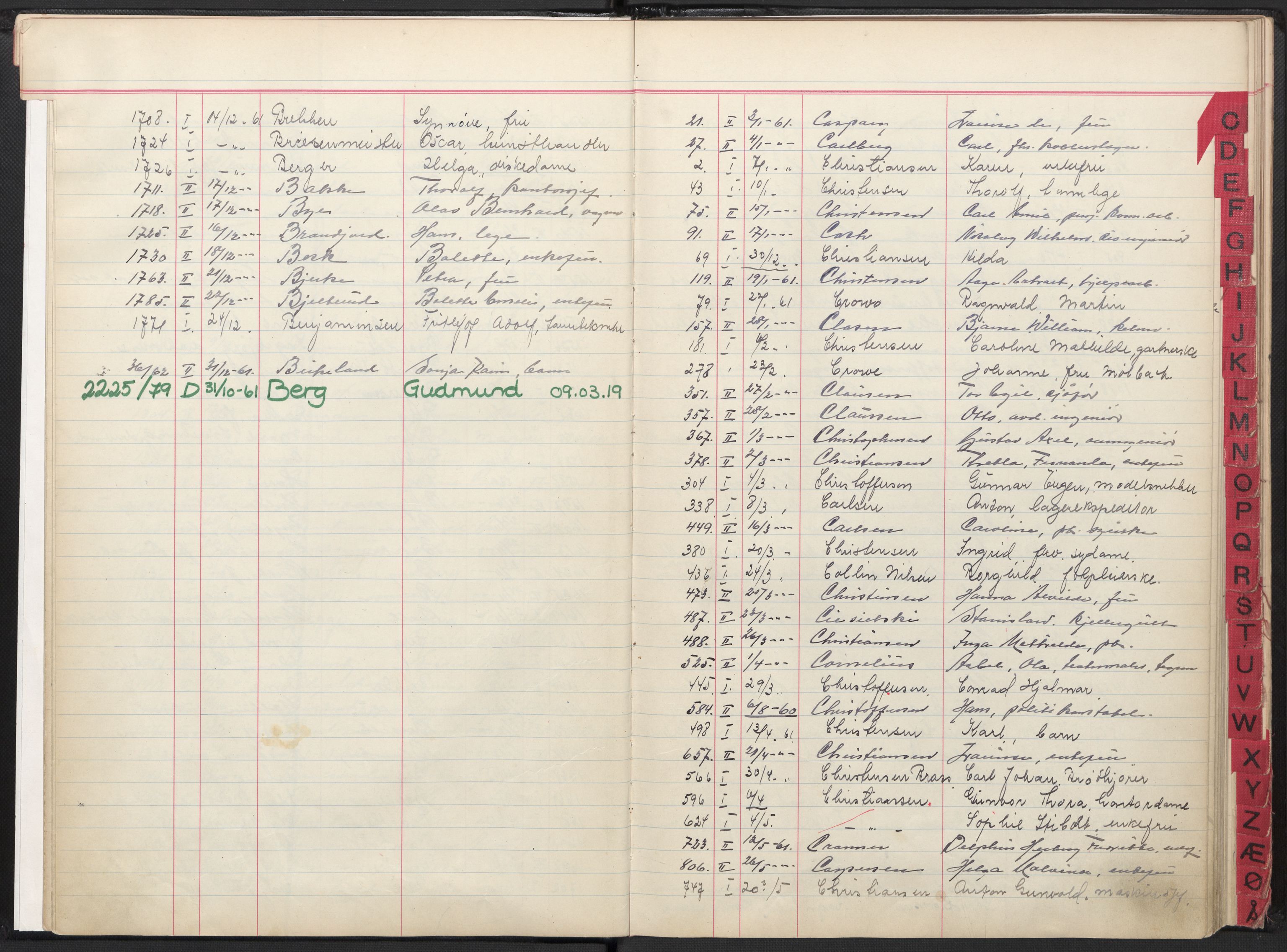 Oslo skifterett, AV/SAO-A-10383/F/Fa/Faa/L0061: Navneregister dødsfallssaker, avd. I-II, 1961
