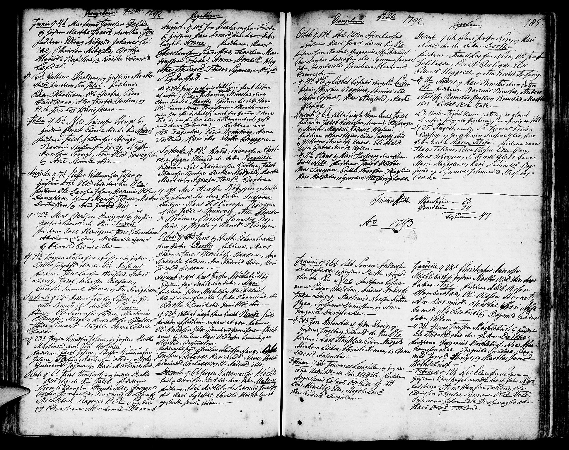 Davik sokneprestembete, SAB/A-79701/H/Haa/Haaa/L0002: Parish register (official) no. A 2, 1742-1816, p. 185