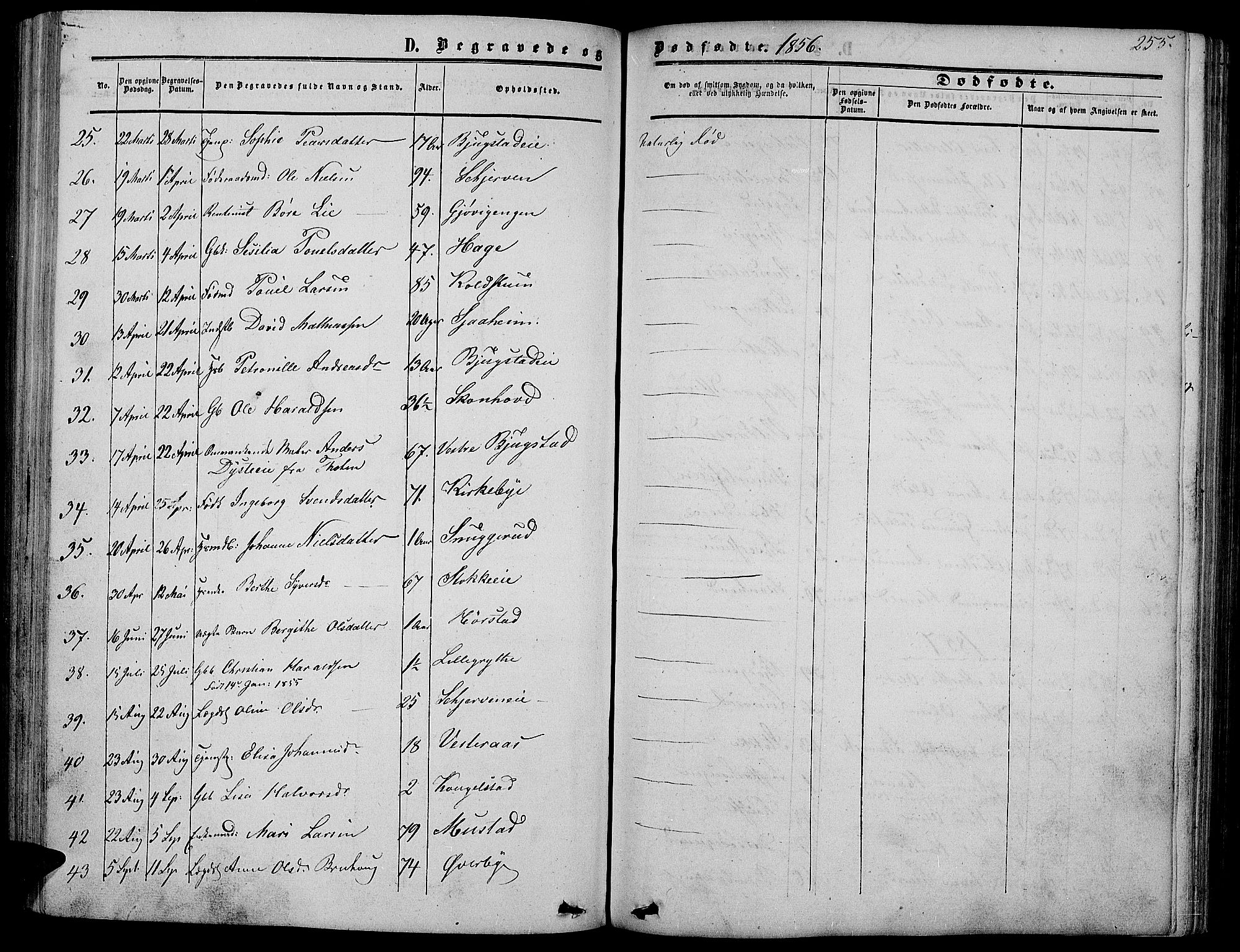 Vardal prestekontor, SAH/PREST-100/H/Ha/Hab/L0005: Parish register (copy) no. 5, 1854-1868, p. 255