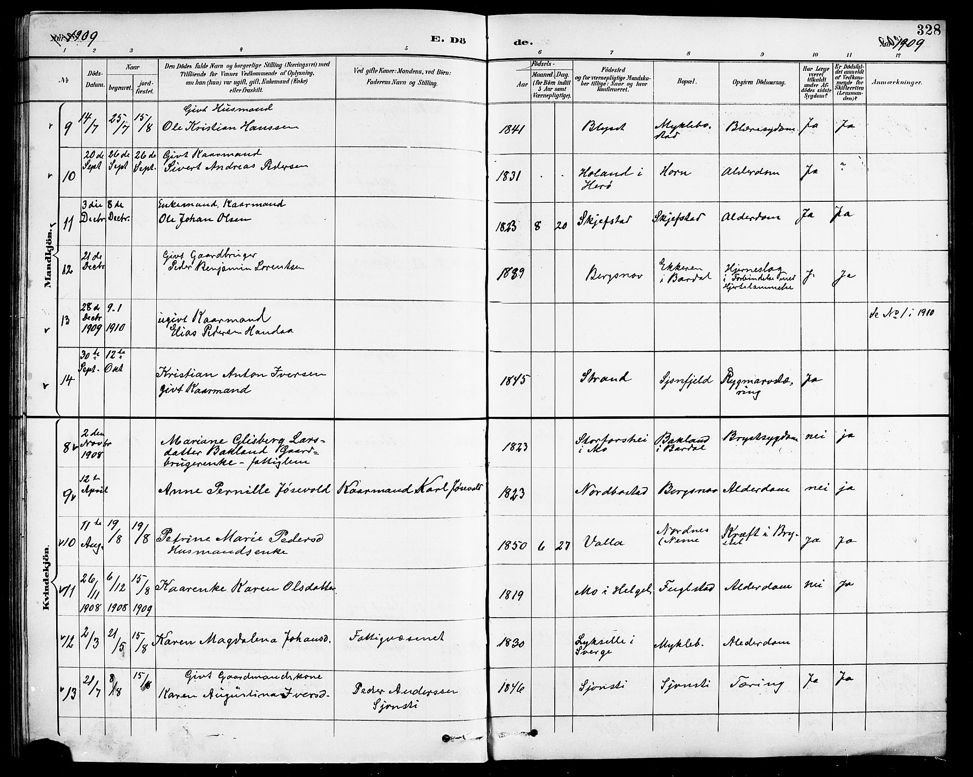 Ministerialprotokoller, klokkerbøker og fødselsregistre - Nordland, SAT/A-1459/838/L0559: Parish register (copy) no. 838C06, 1893-1910, p. 328