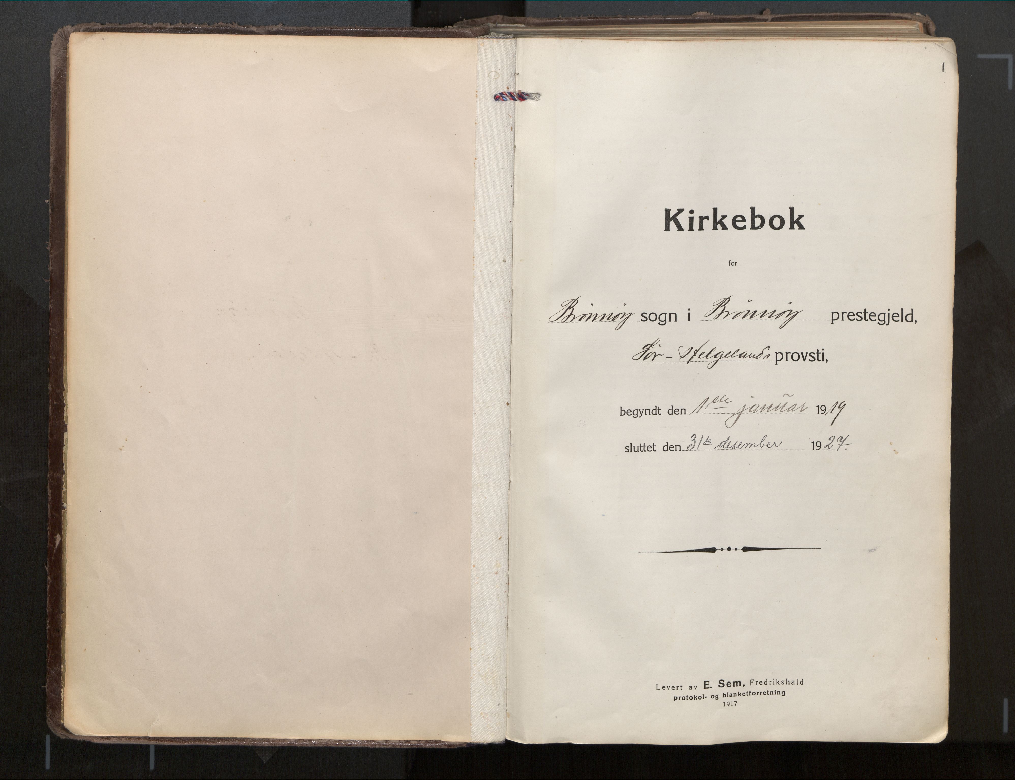 Ministerialprotokoller, klokkerbøker og fødselsregistre - Nordland, AV/SAT-A-1459/813/L0207a: Parish register (official) no. 813A18, 1919-1927, p. 1