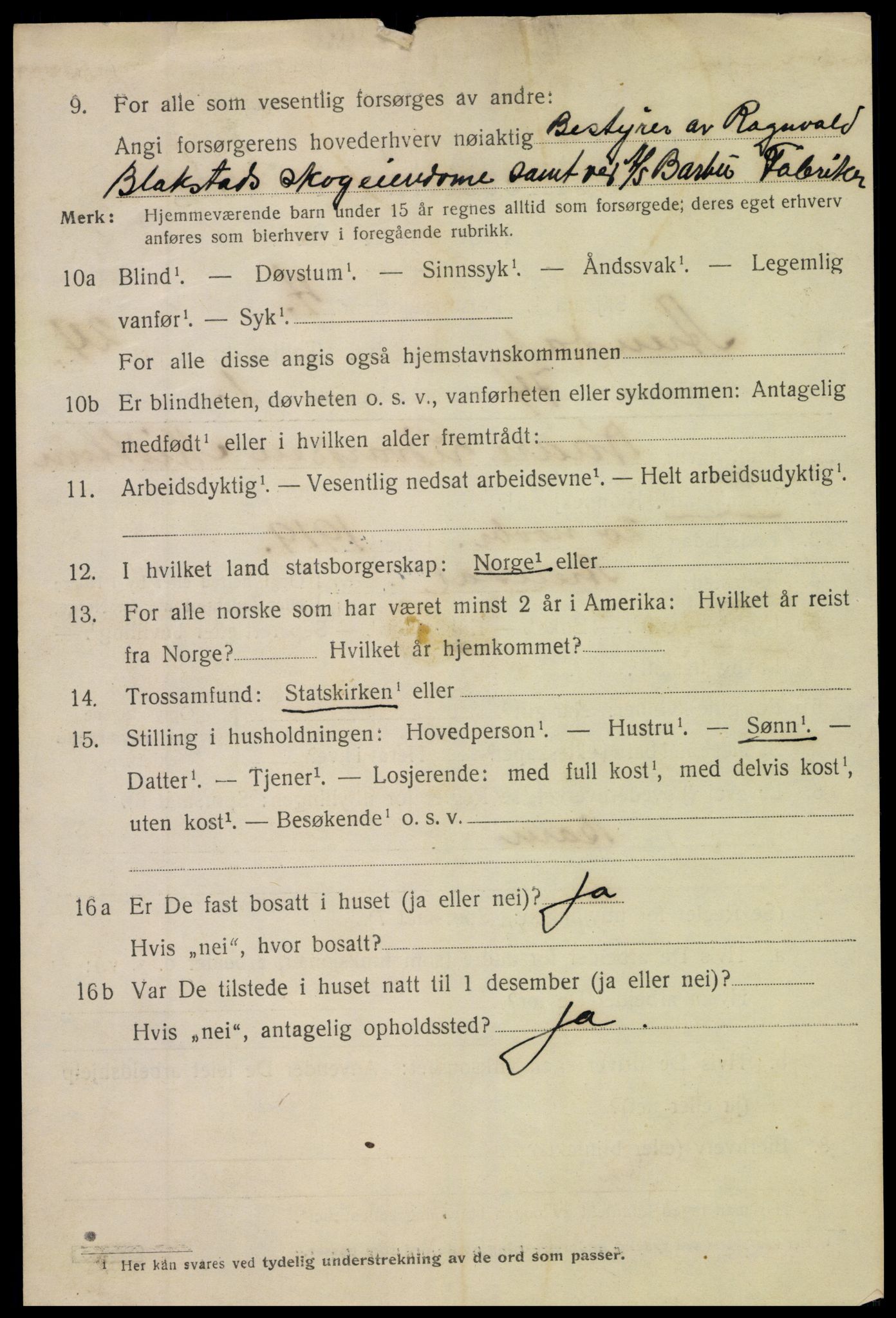 SAK, 1920 census for Arendal, 1920, p. 30309