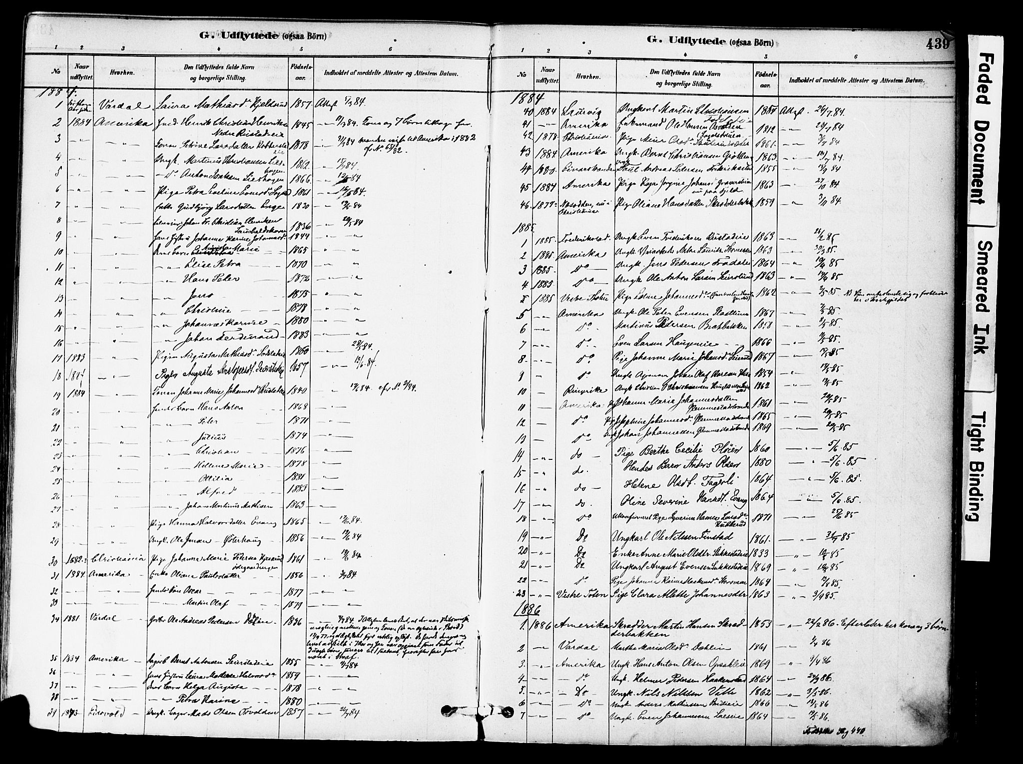 Østre Toten prestekontor, SAH/PREST-104/H/Ha/Haa/L0006: Parish register (official) no. 6 /1, 1878-1896, p. 439