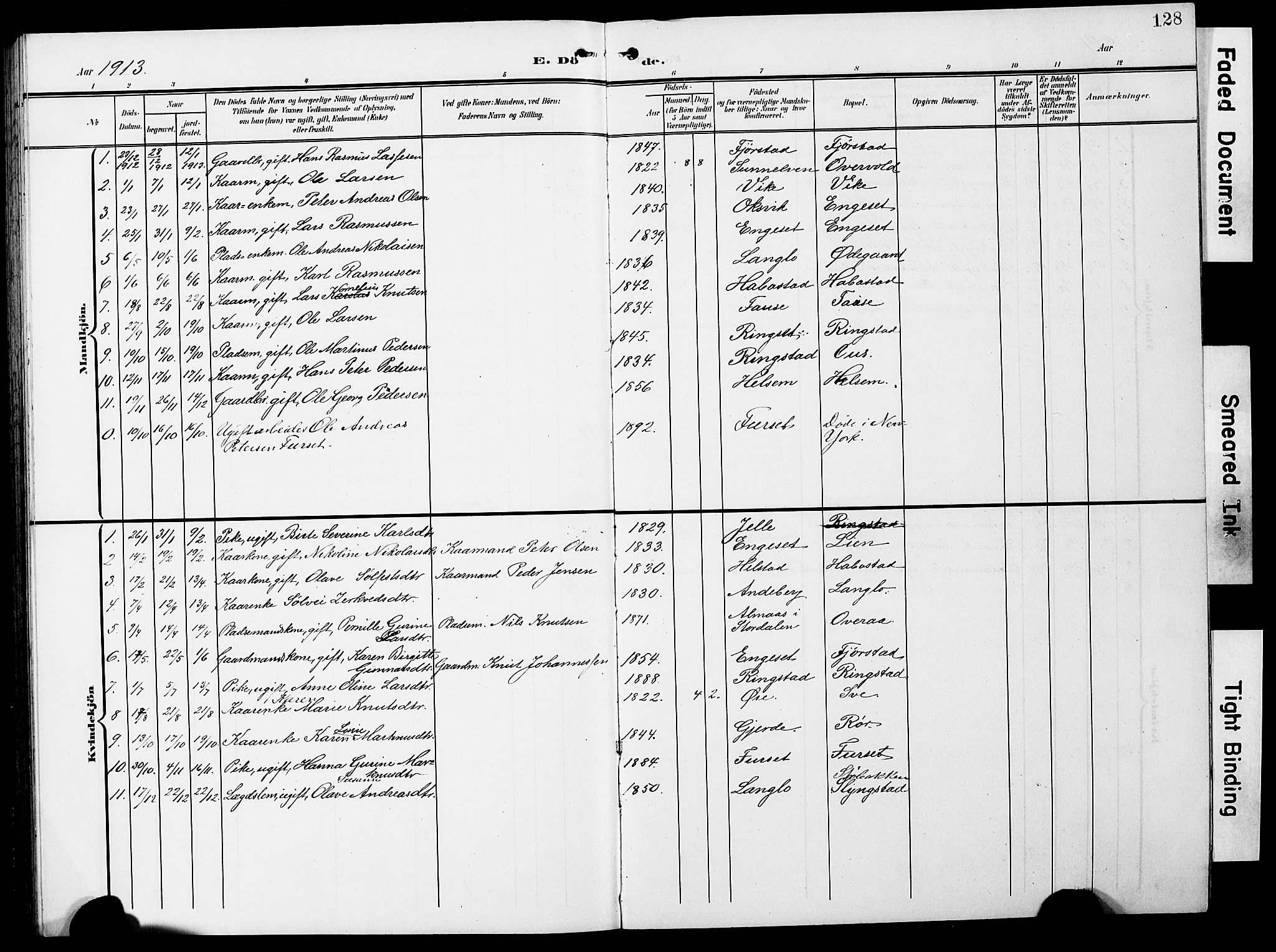 Ministerialprotokoller, klokkerbøker og fødselsregistre - Møre og Romsdal, SAT/A-1454/520/L0293: Parish register (copy) no. 520C05, 1902-1923, p. 128