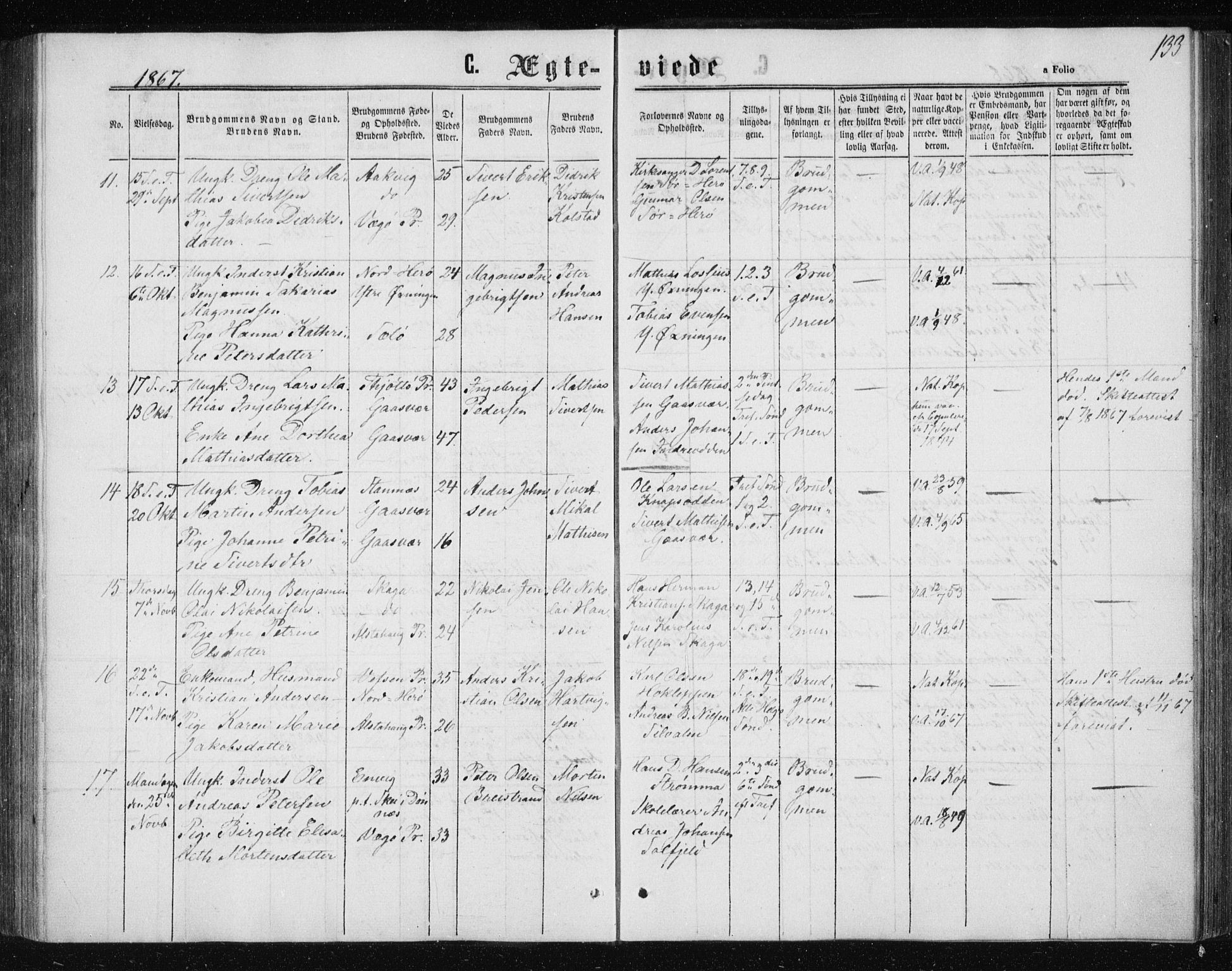 Ministerialprotokoller, klokkerbøker og fødselsregistre - Nordland, AV/SAT-A-1459/834/L0505: Parish register (official) no. 834A03, 1862-1871, p. 133