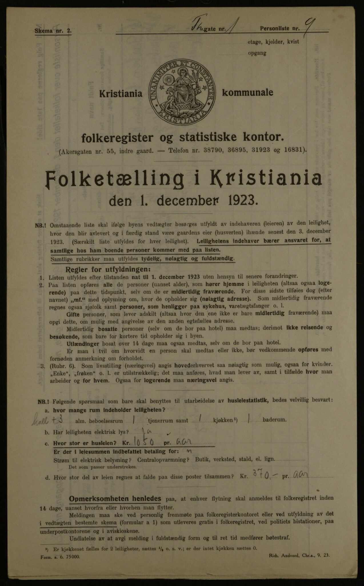 OBA, Municipal Census 1923 for Kristiania, 1923, p. 126053