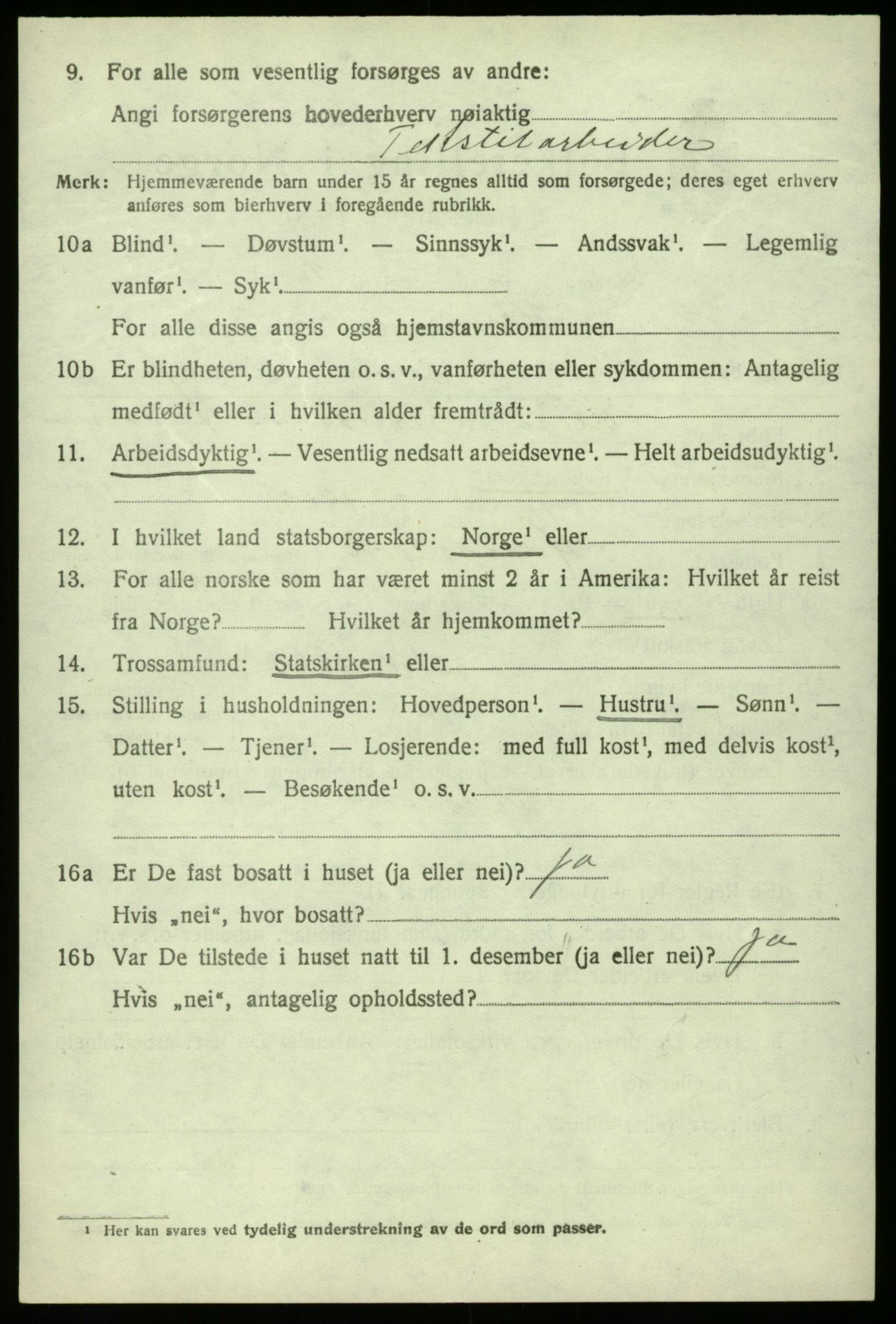 SAB, 1920 census for Haus, 1920, p. 12609