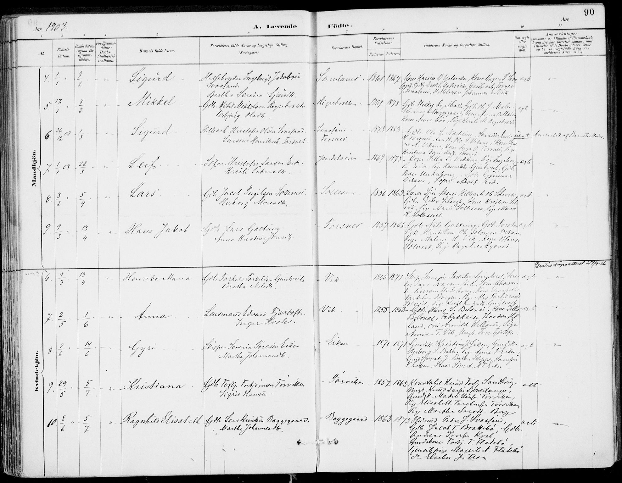 Strandebarm sokneprestembete, SAB/A-78401/H/Haa: Parish register (official) no. E  1, 1886-1908, p. 90