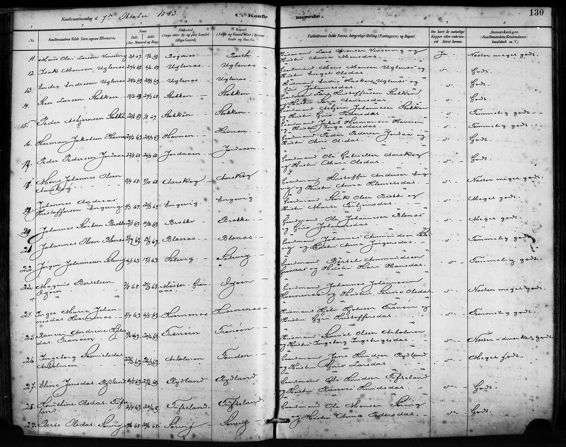 Fitjar sokneprestembete, SAB/A-99926: Parish register (official) no. A 2, 1882-1899, p. 130