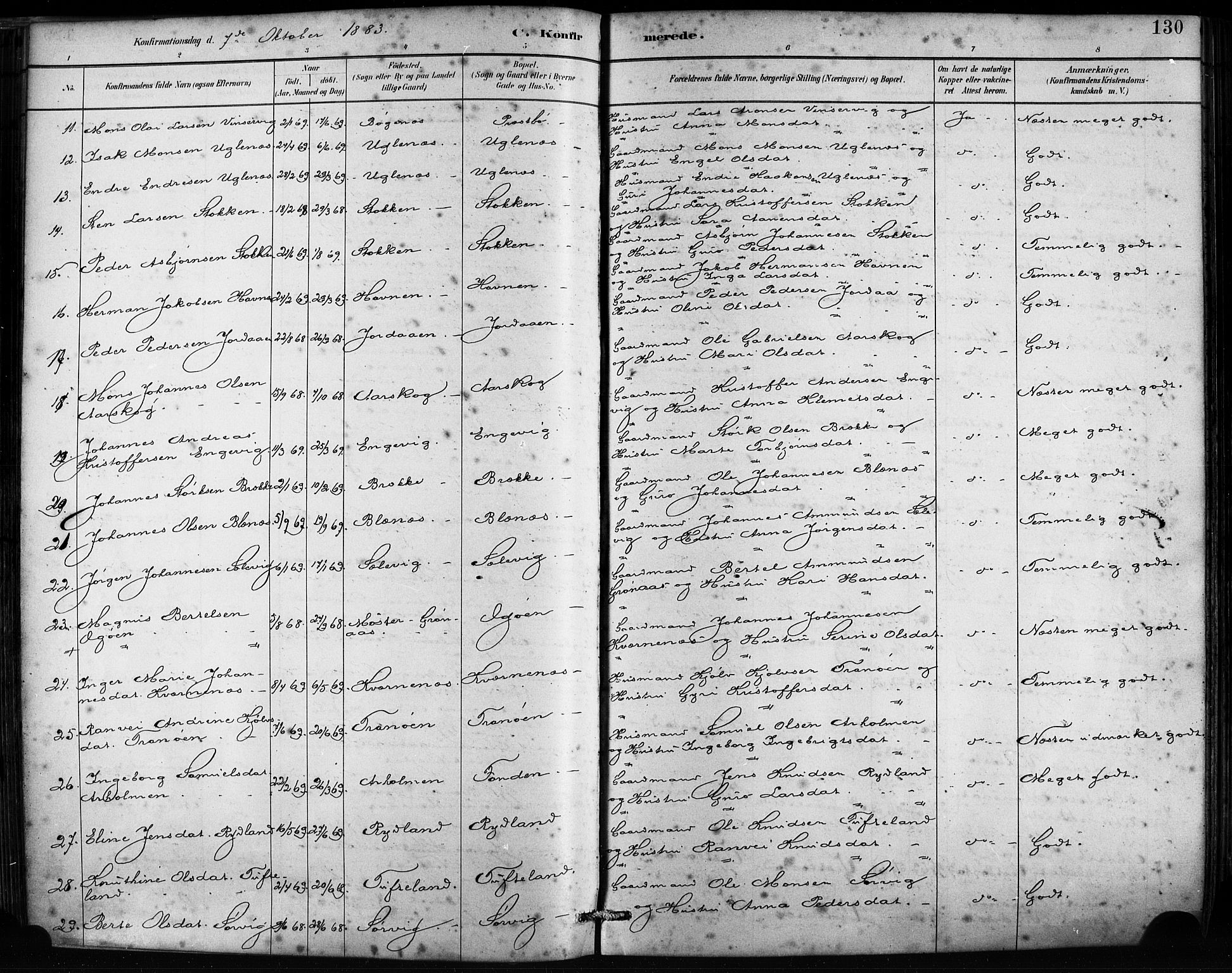 Fitjar sokneprestembete, AV/SAB-A-99926: Parish register (official) no. A 2, 1882-1899, p. 130