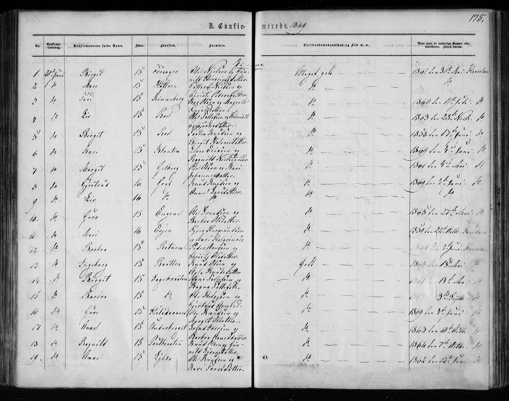 Gol kirkebøker, SAKO/A-226/F/Fa/L0003: Parish register (official) no. I 3, 1863-1875, p. 175