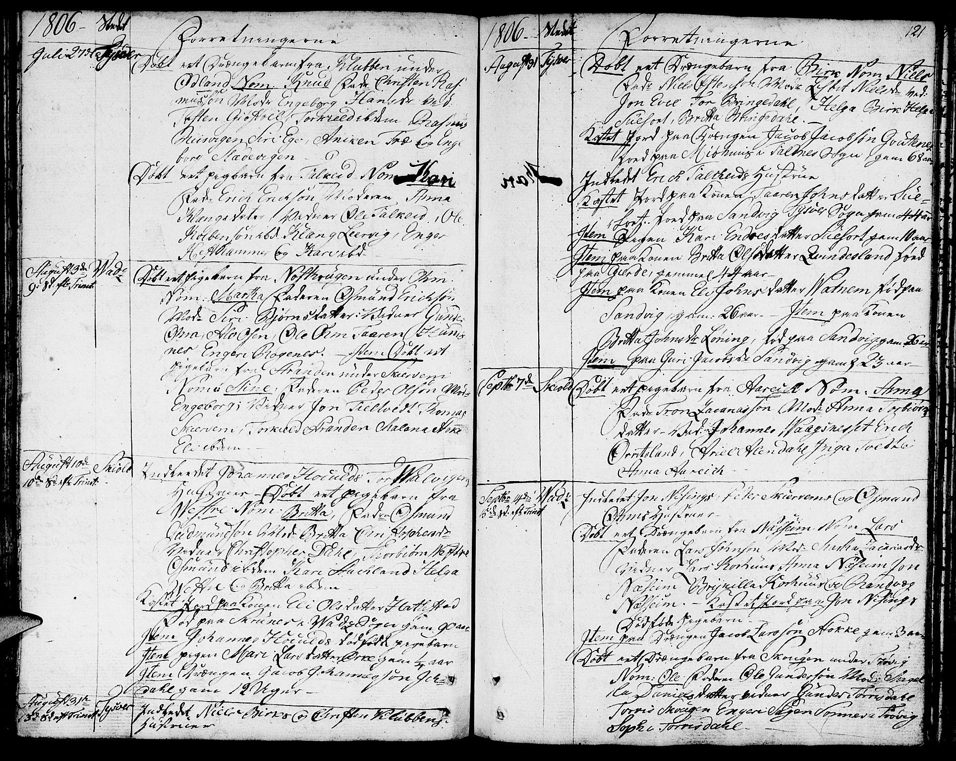 Skjold sokneprestkontor, SAST/A-101847/H/Ha/Haa/L0002: Parish register (official) no. A 2, 1786-1815, p. 121