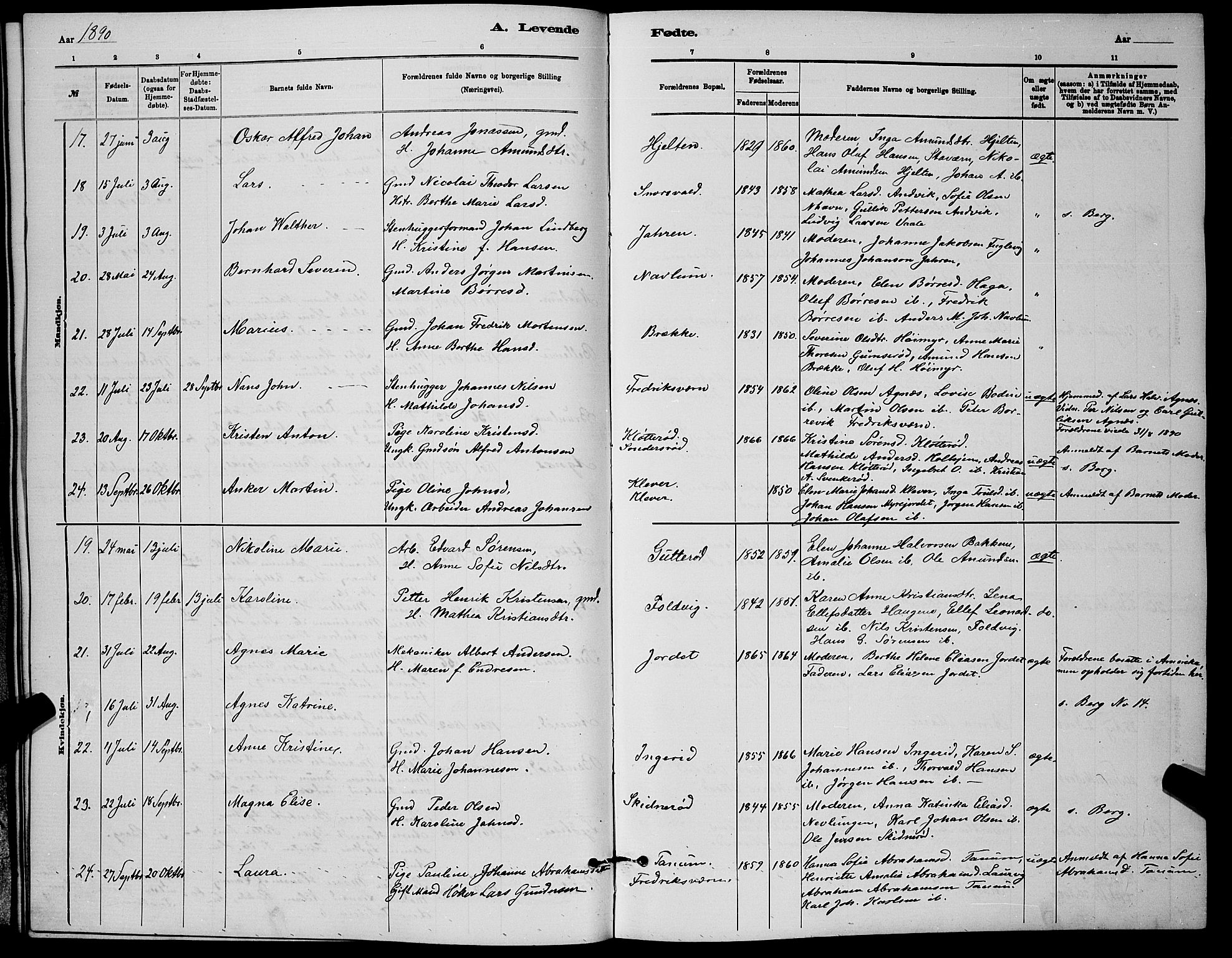 Brunlanes kirkebøker, AV/SAKO-A-342/G/Ga/L0003: Parish register (copy) no. I 3, 1877-1898