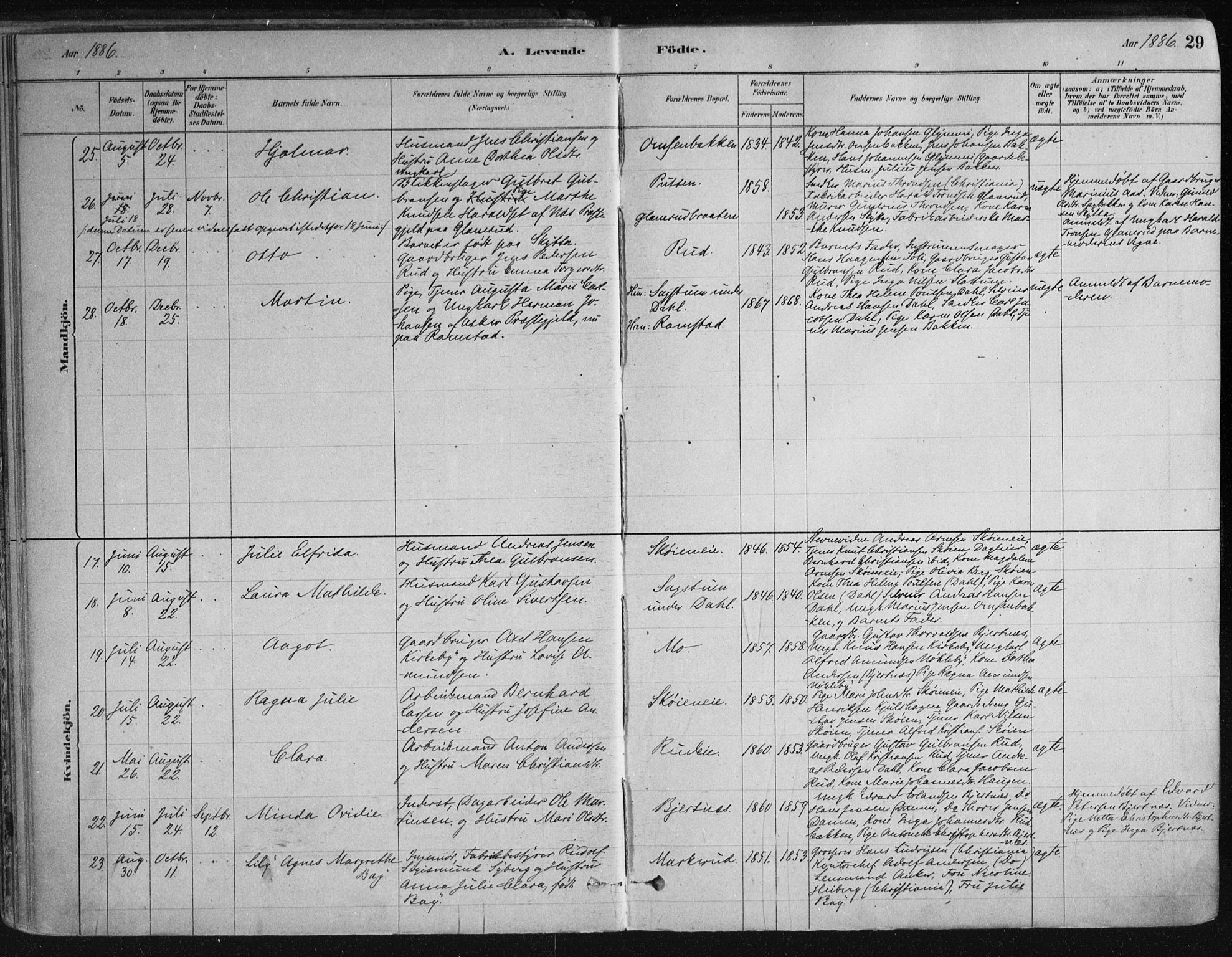 Nittedal prestekontor Kirkebøker, AV/SAO-A-10365a/F/Fa/L0007: Parish register (official) no. I 7, 1879-1901, p. 29