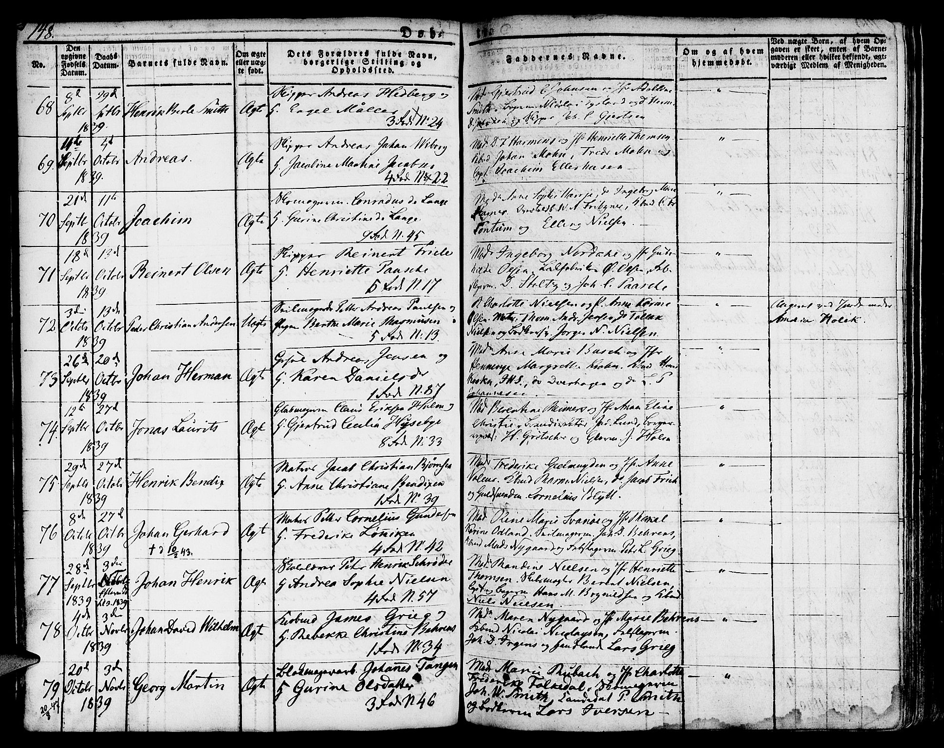 Nykirken Sokneprestembete, SAB/A-77101/H/Hab: Parish register (copy) no. A 5I, 1821-1841, p. 148