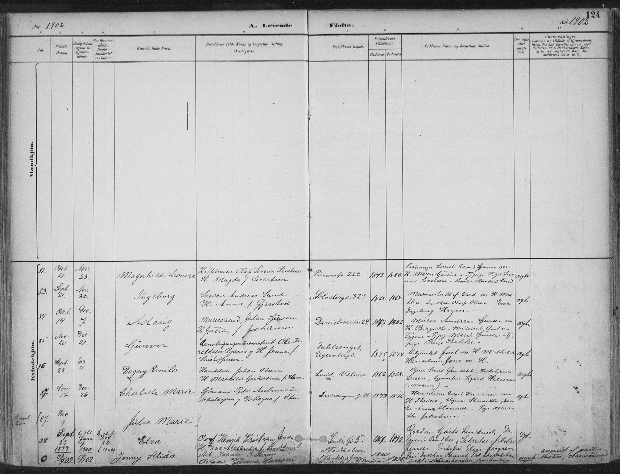 Ministerialprotokoller, klokkerbøker og fødselsregistre - Sør-Trøndelag, SAT/A-1456/601/L0062: Parish register (official) no. 601A30, 1891-1911, p. 124