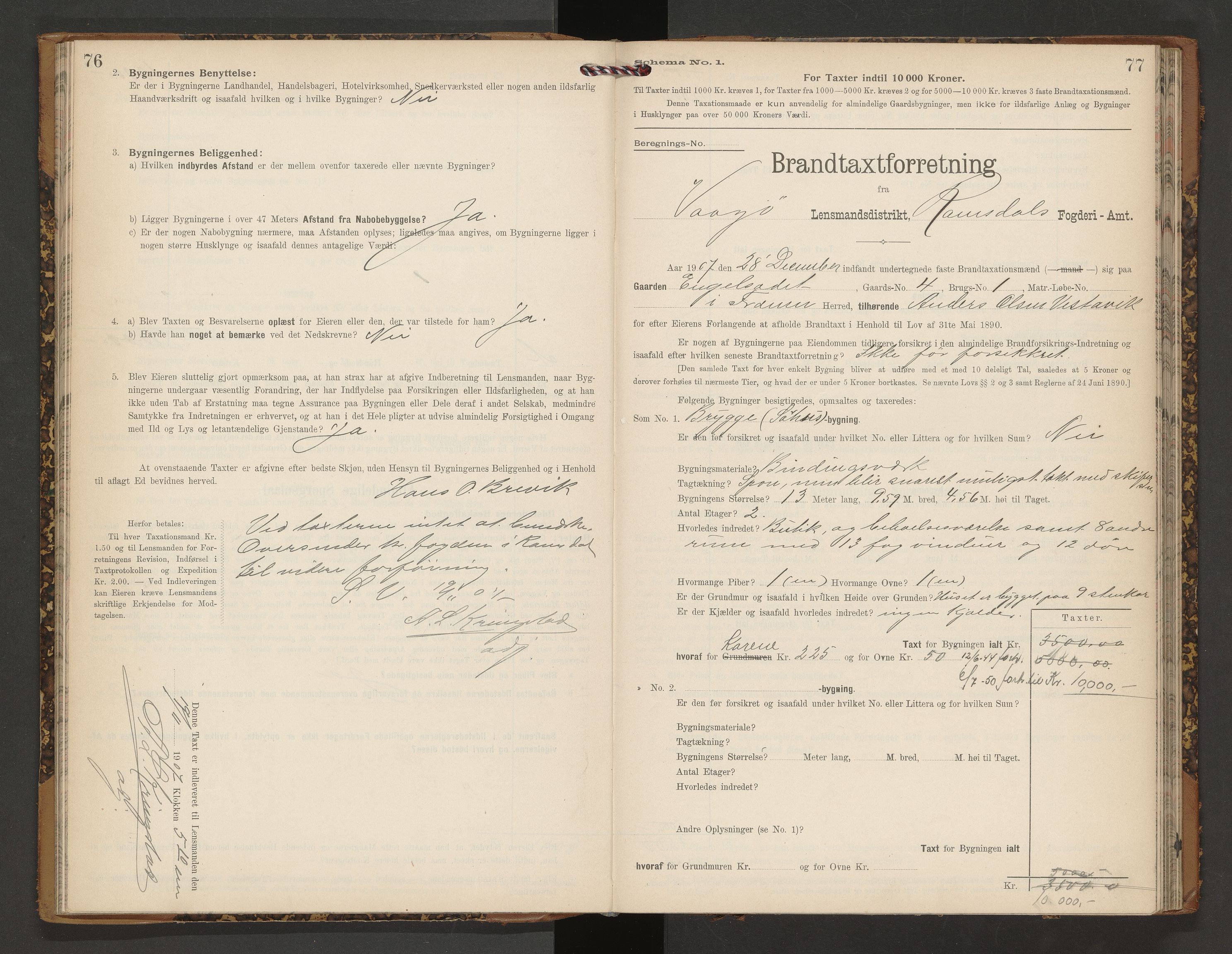 Norges Brannkasse Vågøy og Sund, AV/SAT-A-5504/Fb/L0002: Branntakstprotokoll, 1904-1913, p. 76-77
