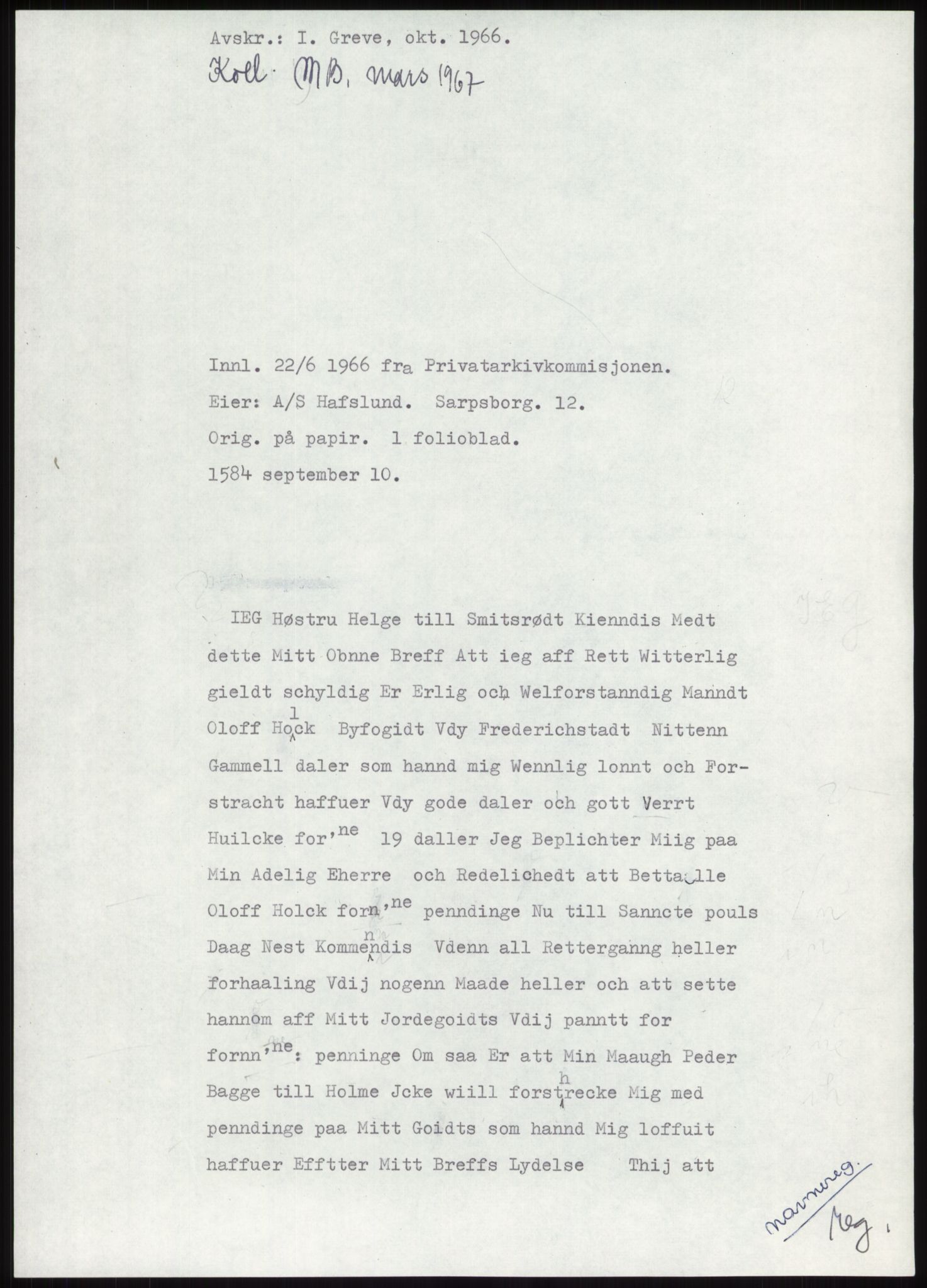 Samlinger til kildeutgivelse, Diplomavskriftsamlingen, RA/EA-4053/H/Ha, p. 182