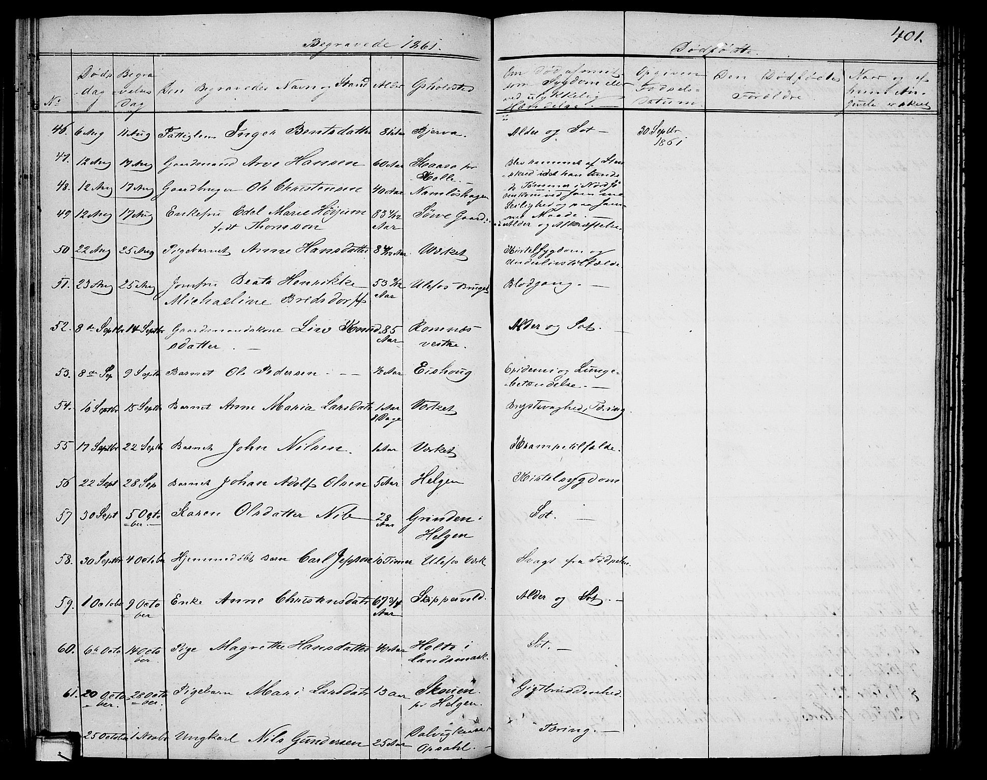 Holla kirkebøker, SAKO/A-272/G/Ga/L0003: Parish register (copy) no. I 3, 1849-1866, p. 401