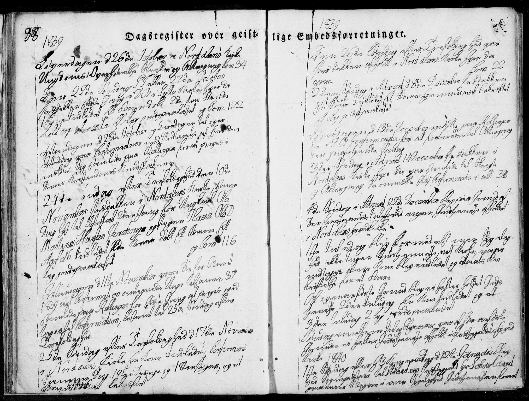 Ministerialprotokoller, klokkerbøker og fødselsregistre - Møre og Romsdal, SAT/A-1454/519/L0247: Parish register (official) no. 519A06, 1827-1846, p. 38