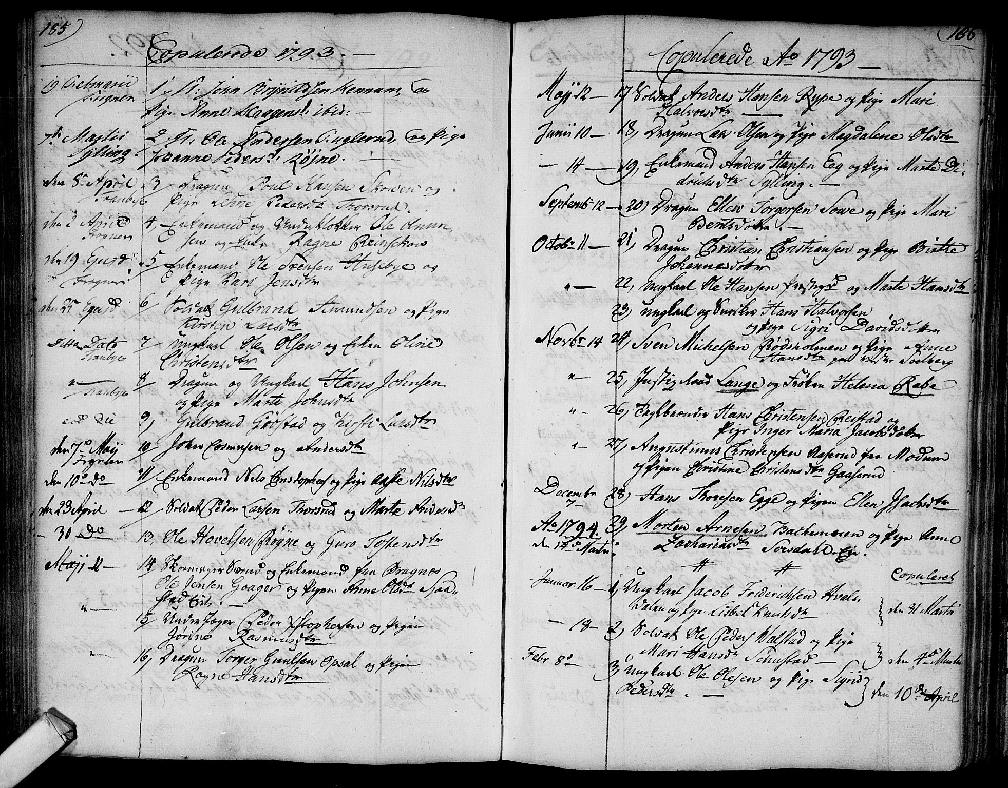 Lier kirkebøker, SAKO/A-230/F/Fa/L0006: Parish register (official) no. I 6, 1777-1794, p. 185-186