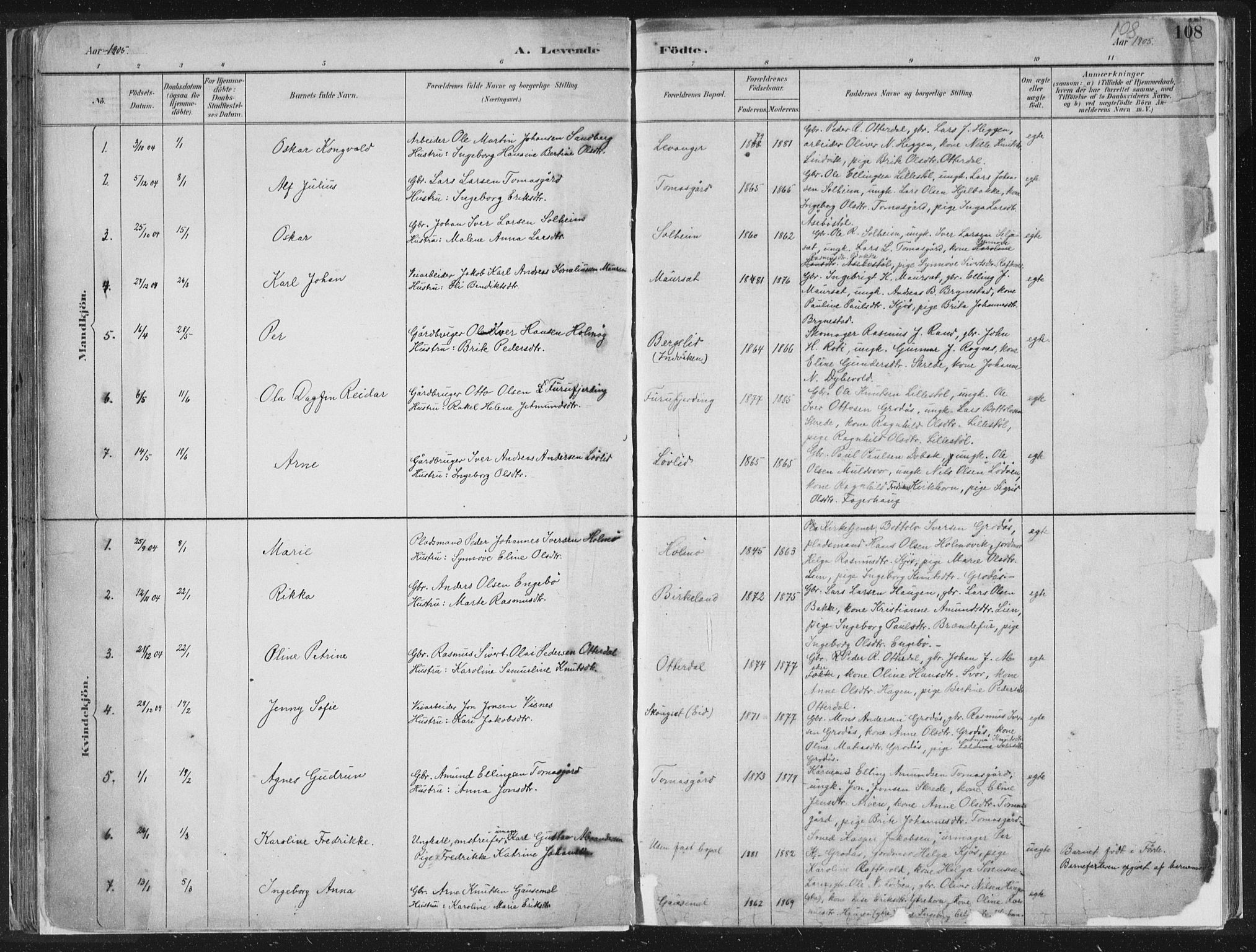 Hornindal sokneprestembete, SAB/A-82401/H/Haa/Haaa/L0003/0001: Parish register (official) no. A 3A, 1887-1917, p. 108