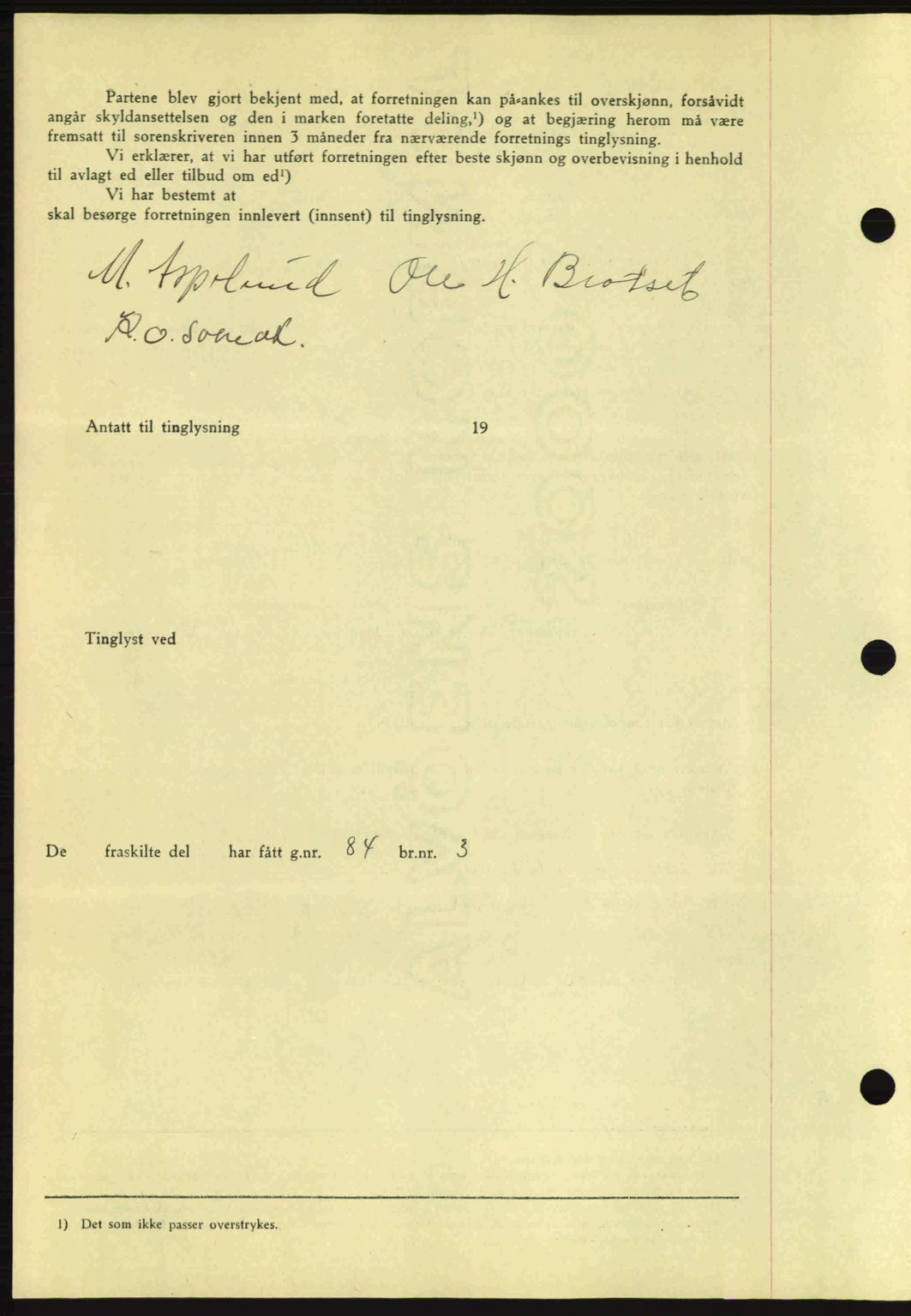 Romsdal sorenskriveri, AV/SAT-A-4149/1/2/2C: Mortgage book no. A7, 1939-1939, Diary no: : 1030/1939