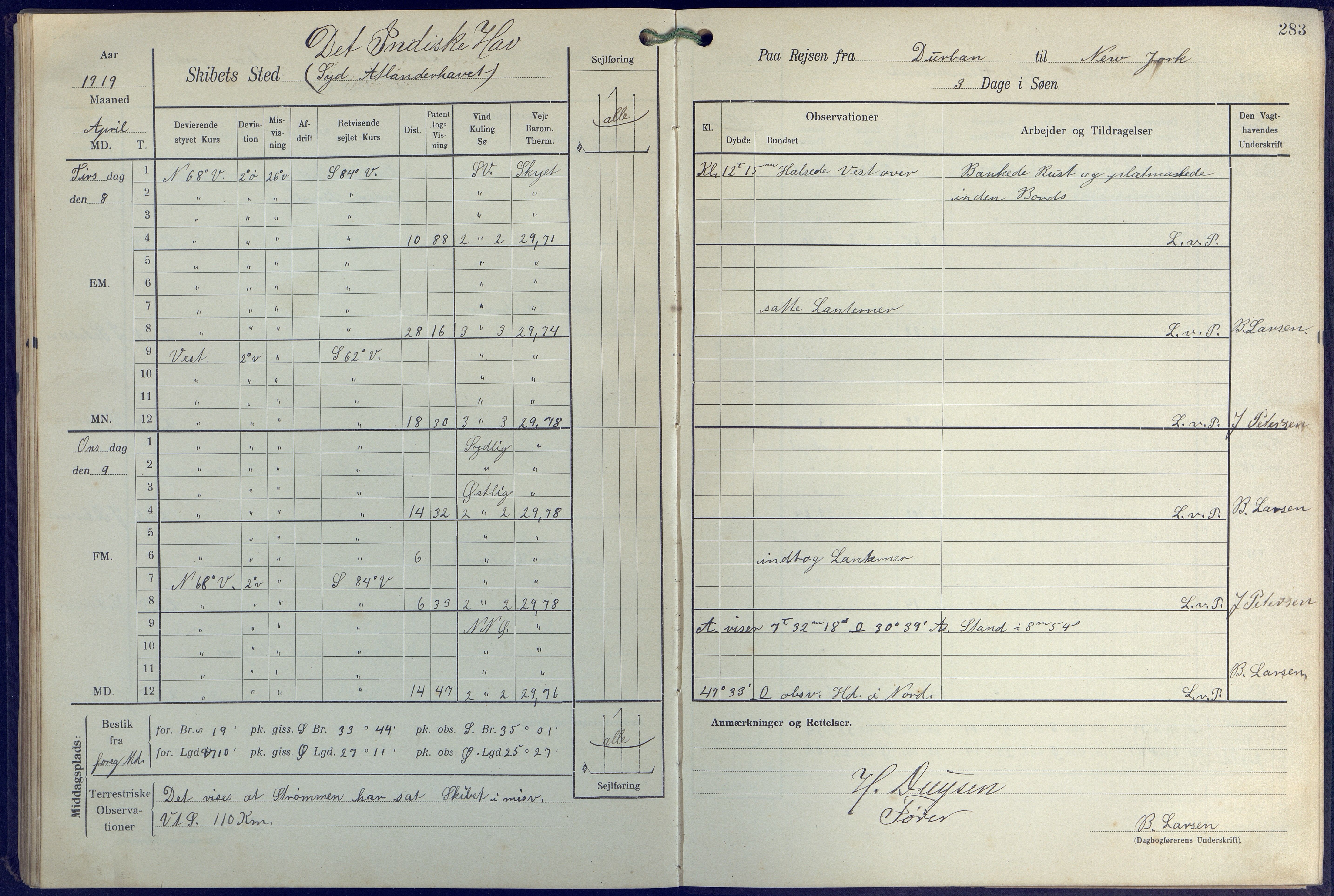 Fartøysarkivet, AAKS/PA-1934/F/L0271: Pehr Ugland (bark), 1917-1919, p. 283
